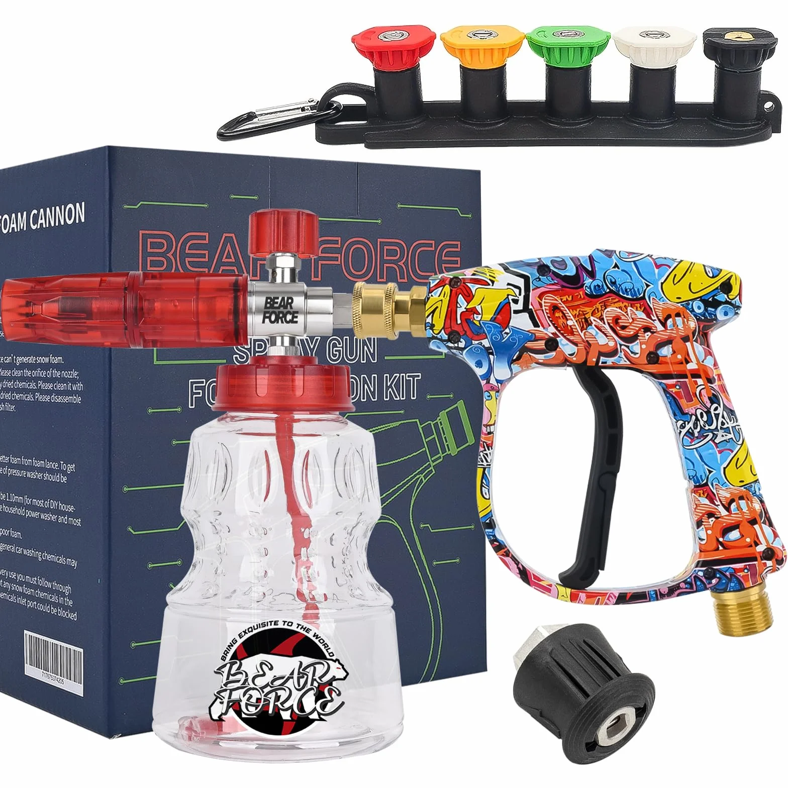 BEAR FORCE Pistolet natryskowy do myjki ciśnieniowej M22-ID14MM i zestaw lancy z pianki śnieżnej do Lavor, do Vax, Elitech, do mycia samochodu, do czyszczenia samochodu