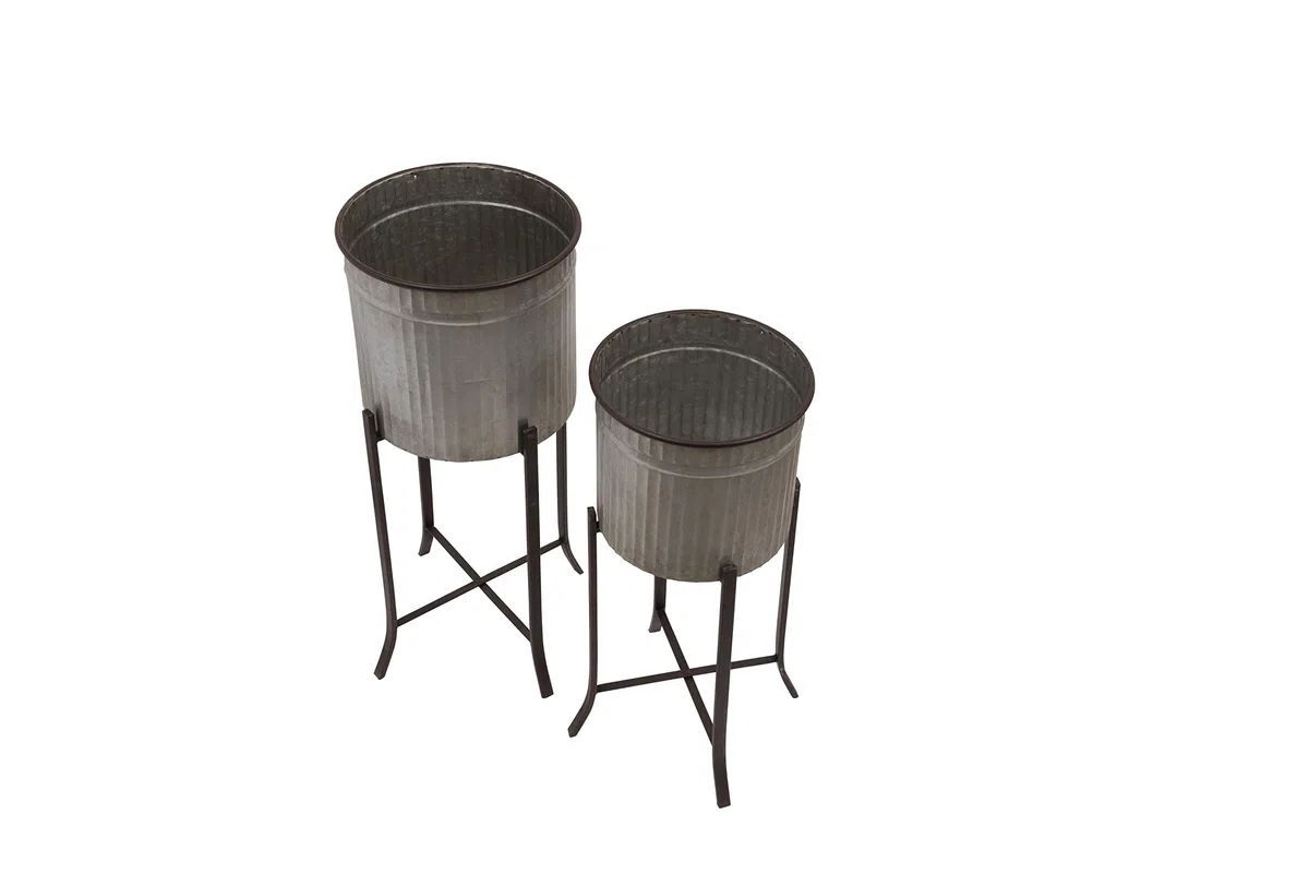 Creative Co-Op Doniczka, metal, srebrny, 30-3/10.2 cm wys