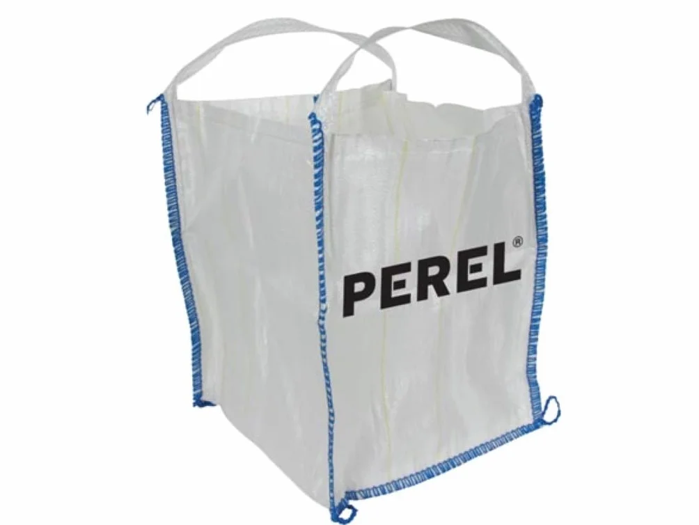 Perel Big bag 300 litrów, 300 kg, 65 x 65 x 71 cm, odporny na UV, 2 uchwyty, worek na gruz i odpady budowlane, polipropylen 120 g/m²