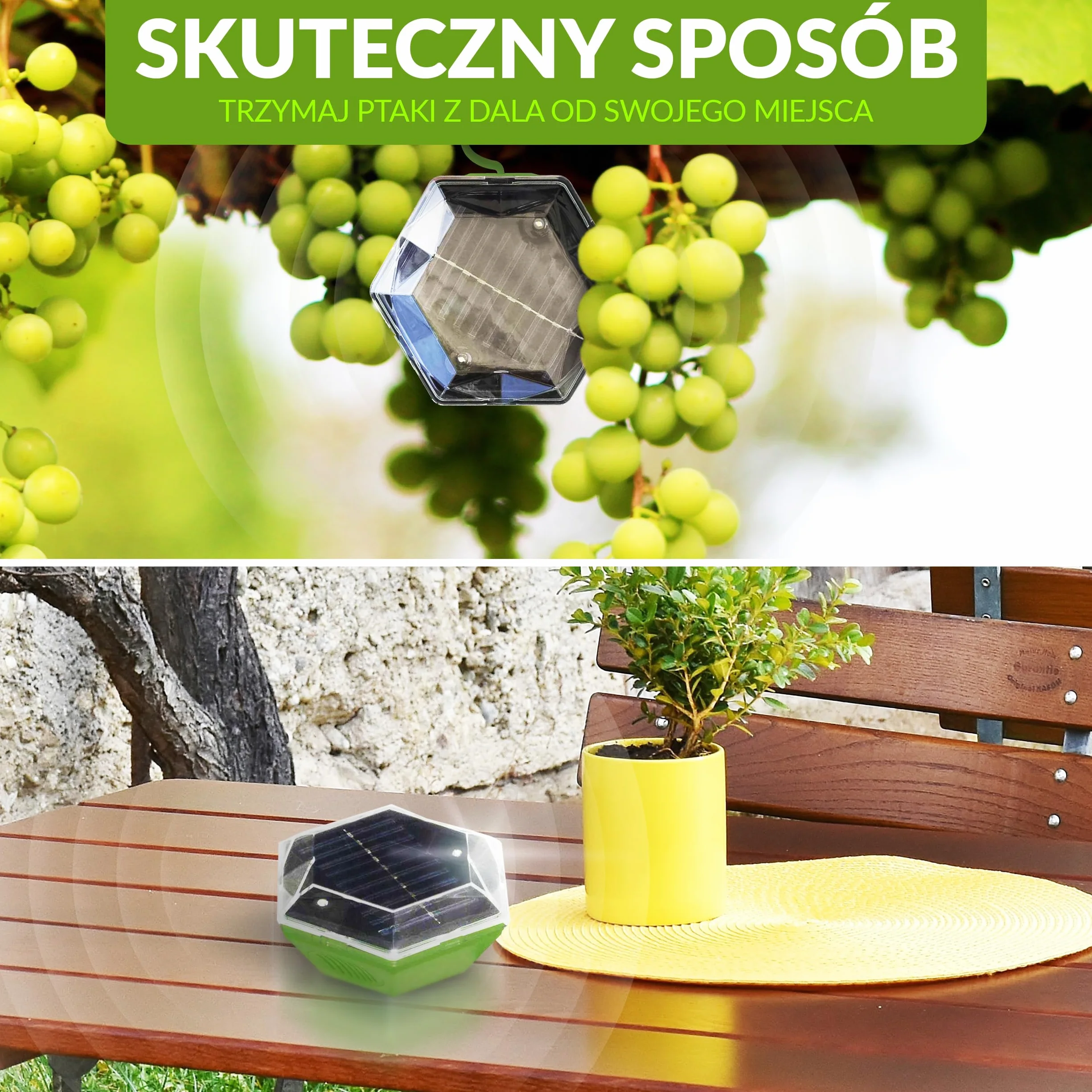ISOTRONIC Solarowy odstraszacz ptaków Blitz + Ultradźwięki