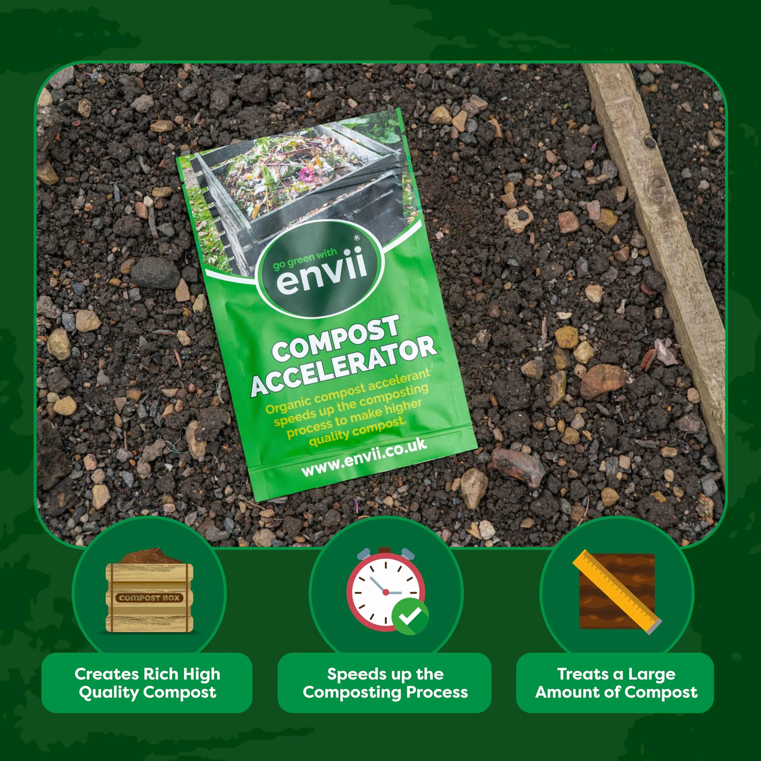 envii Compost Accelerator – organiczny ekspres kompostowy i aktywator przyspiesza proces kompostowania przy użyciu korzystnych bakterii i drobnoustrojów, 12 tabletek