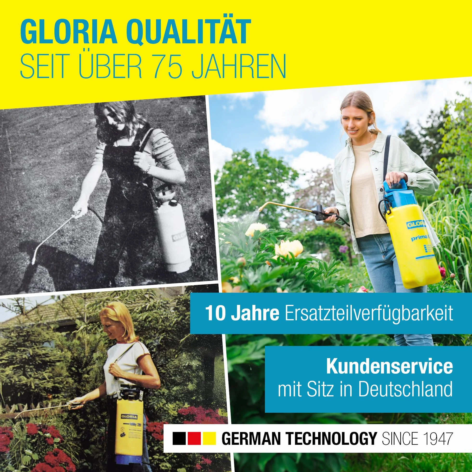 GLORIA Prima 3 Opryskiwacz ciśnieniowy, ogrodowy, pojemność napełniania 3 l, regulowana, mosiężna dysza, kompaktowy, do małych ogrodów
