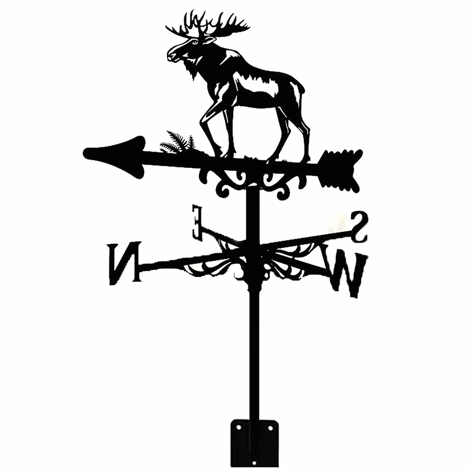 Metal Weather Vane Deer Moose Weathervane Garden Farm Retro Wind Vane Wind Direction Indicator ​for Outdoor Iron Roof Outdoor Yard Decoration