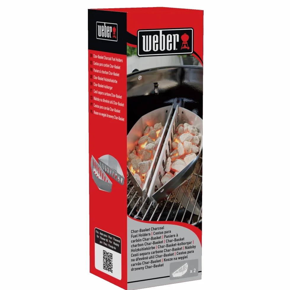 Weber Kosze na Węgiel do Wszystkich Grilli Węglowych Typu Kettle, Stabilne i Wytrzymałe, Umożliwiają Łatwe Grillowanie Bezpośrednie i Pośrednie, Srebrny (3401510)