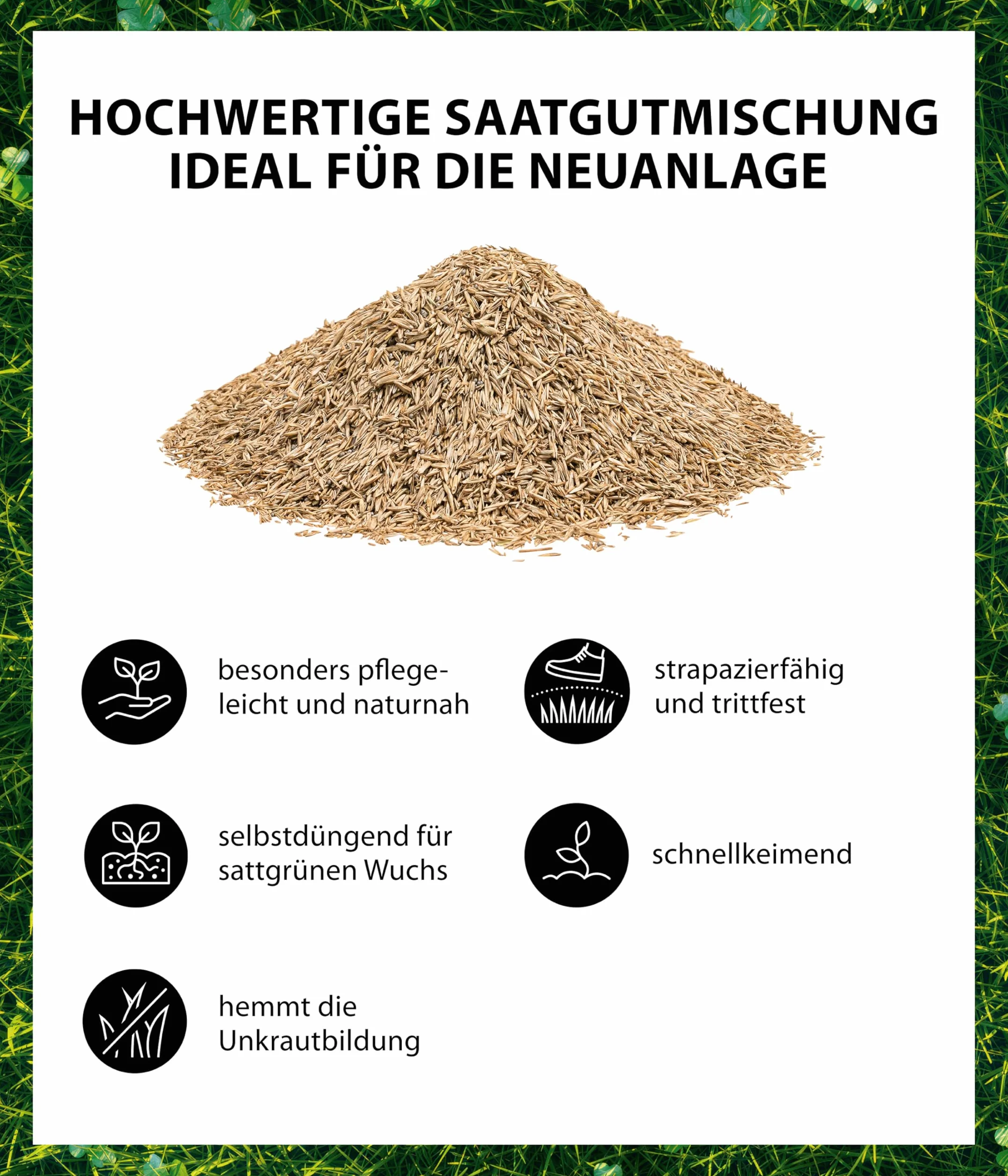 Dehner Nasiona trawnika, trawnik mikrokoniczyny, wysokiej jakości mieszanka nasion, samozapłodnienie/samokiełkujące, 625 g, na ok. 25 m², kolor naturalny