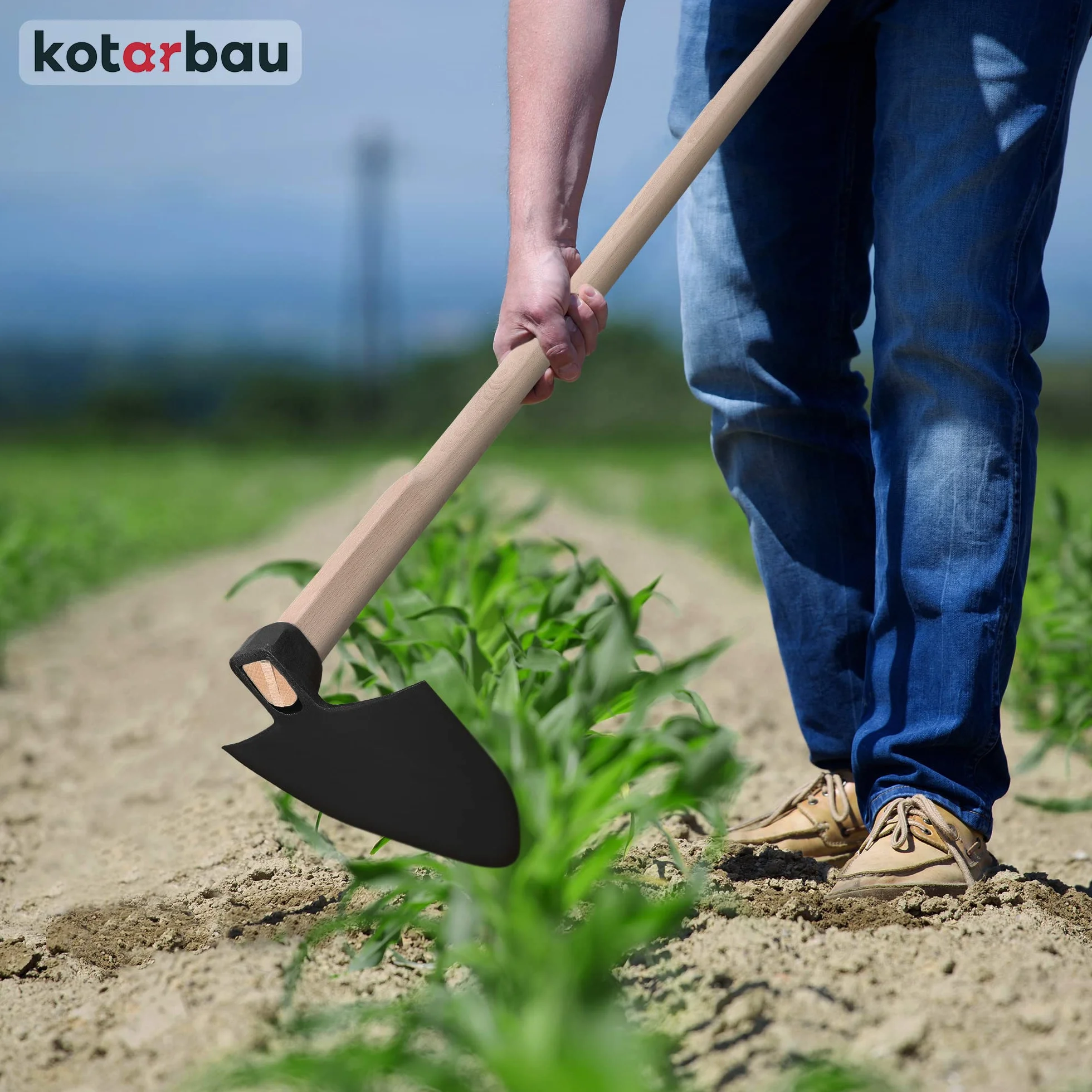 KOTARBAU® Motyka ogrodowa rozmiar z kutej stali z drewnianym trzonkiem narzędzie ogrodowe, 210mm