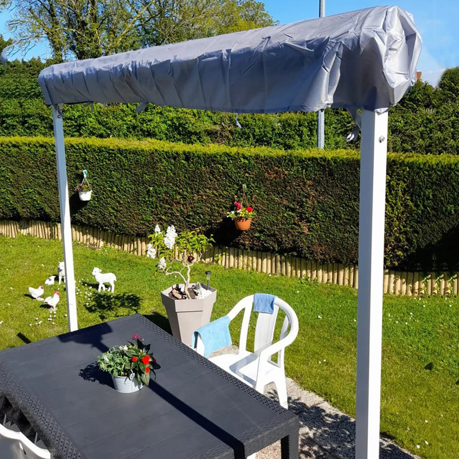 300D Oxford Osłona ochronna markizy, chowana osłona przeciwsłoneczna okna drzwi Zewnętrzna osłona ogrodowa na patio Meble ogrodowe na zewnątrz,Black,3m/9.84ft