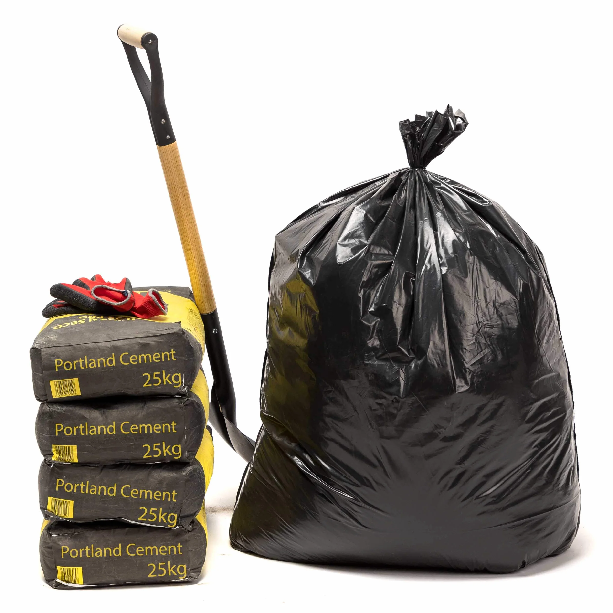 Relevo Duże, wytrzymałe czarne worki, wytrzymałe worki na śmieci do 100 kg, 100% z recyklingu, ekologiczne i wodoodporne worki na gruz, pojemność 150 l