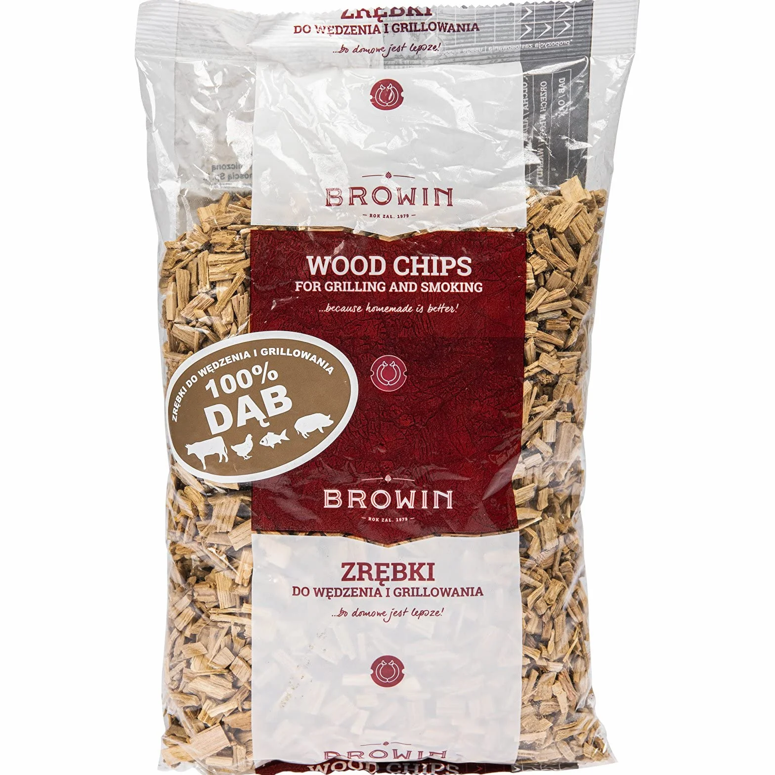 Browin 780820 wióry drzewne do wędzenia i grillowania – zestaw: dąb – 600 g, drzewo wiśniowe – 450 g, jabłoń – 450 g, zestaw naturalnych wiórów do wielu zastosowań