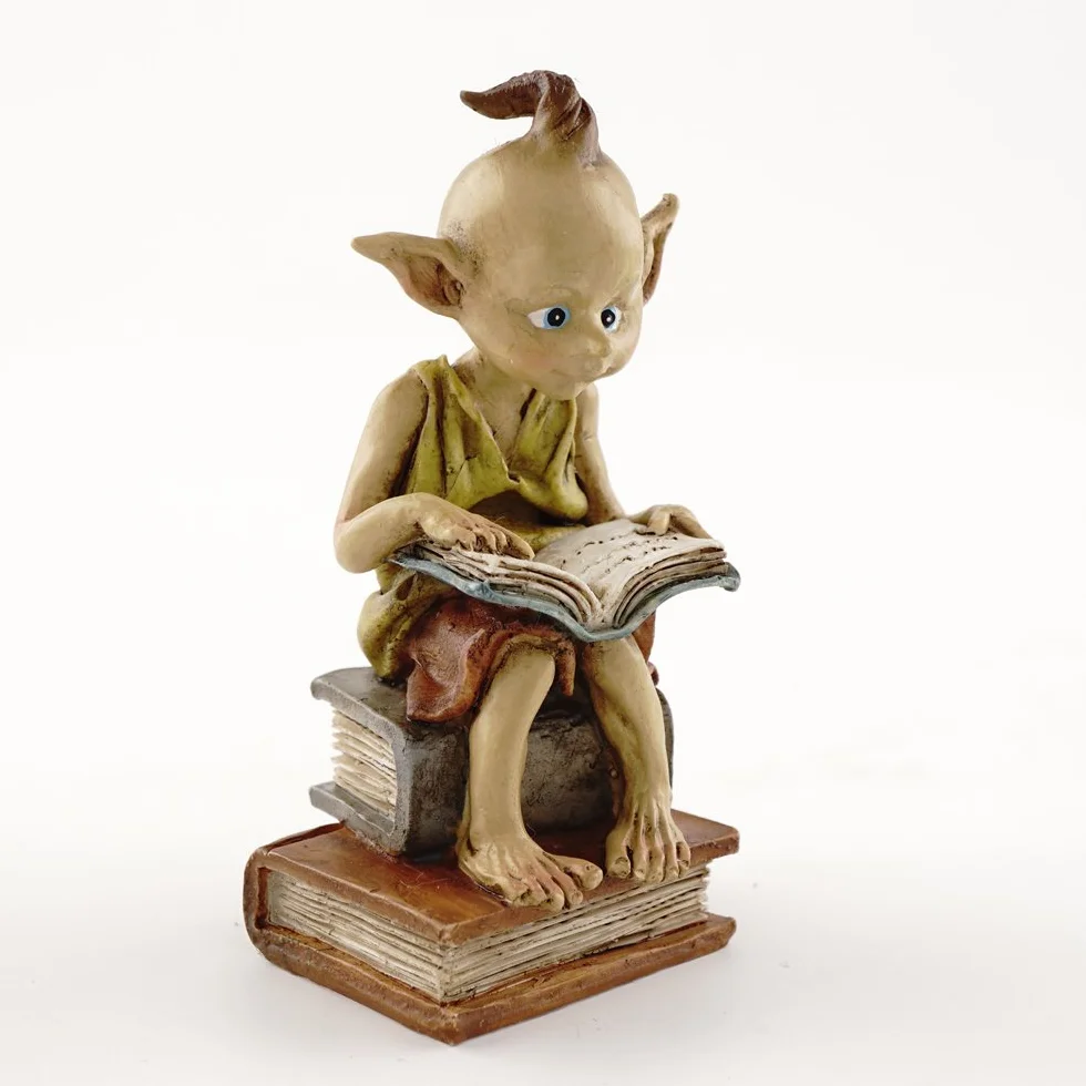 Top Collection Miniaturowy bajkowy ogród i posąg terrarium, ogród pixie elf czytanie książki