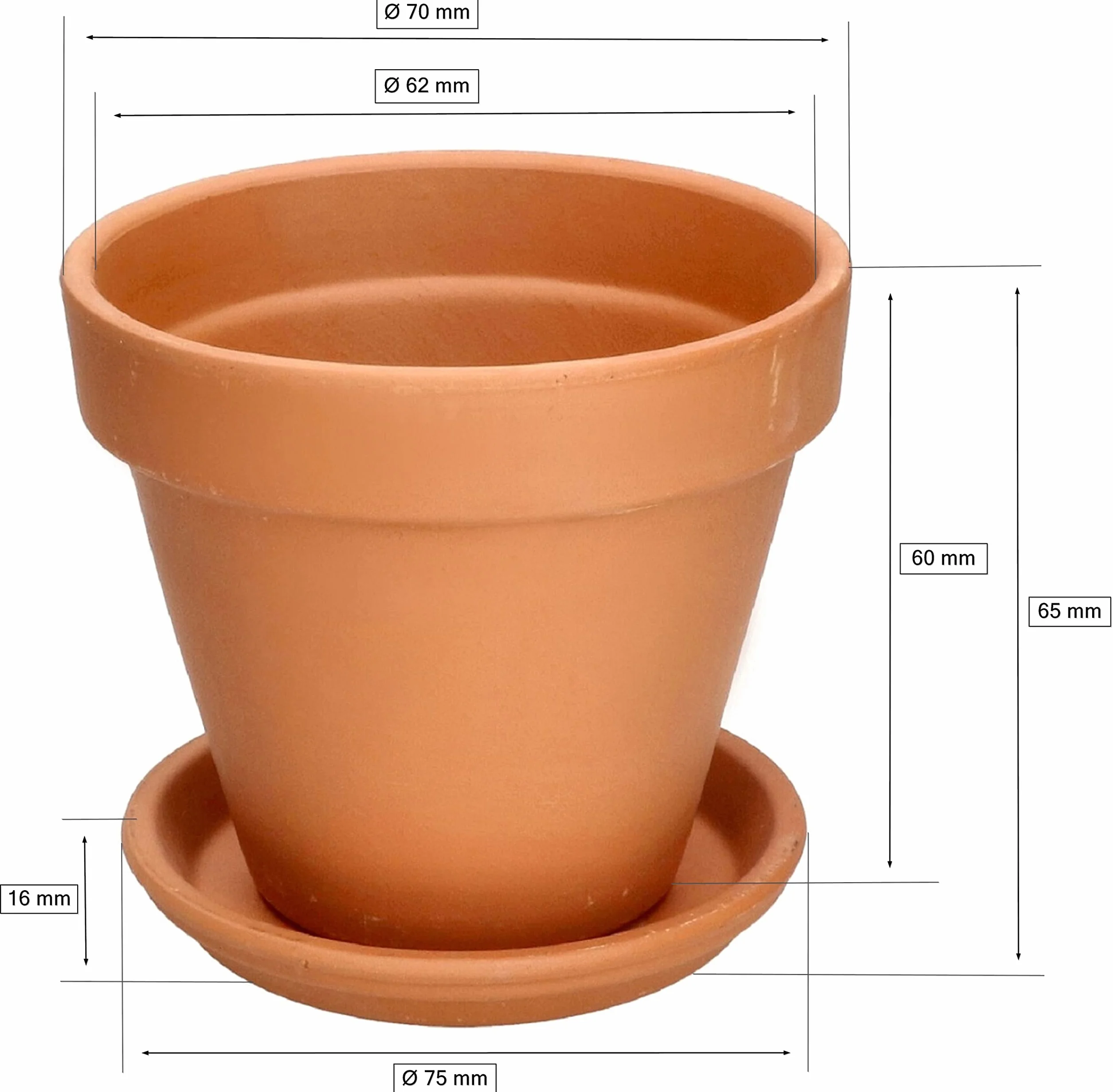 KOTARBAU® Zestaw 12 doniczek z terakoty, średnica 7 cm, do wnętrz i ogrodów