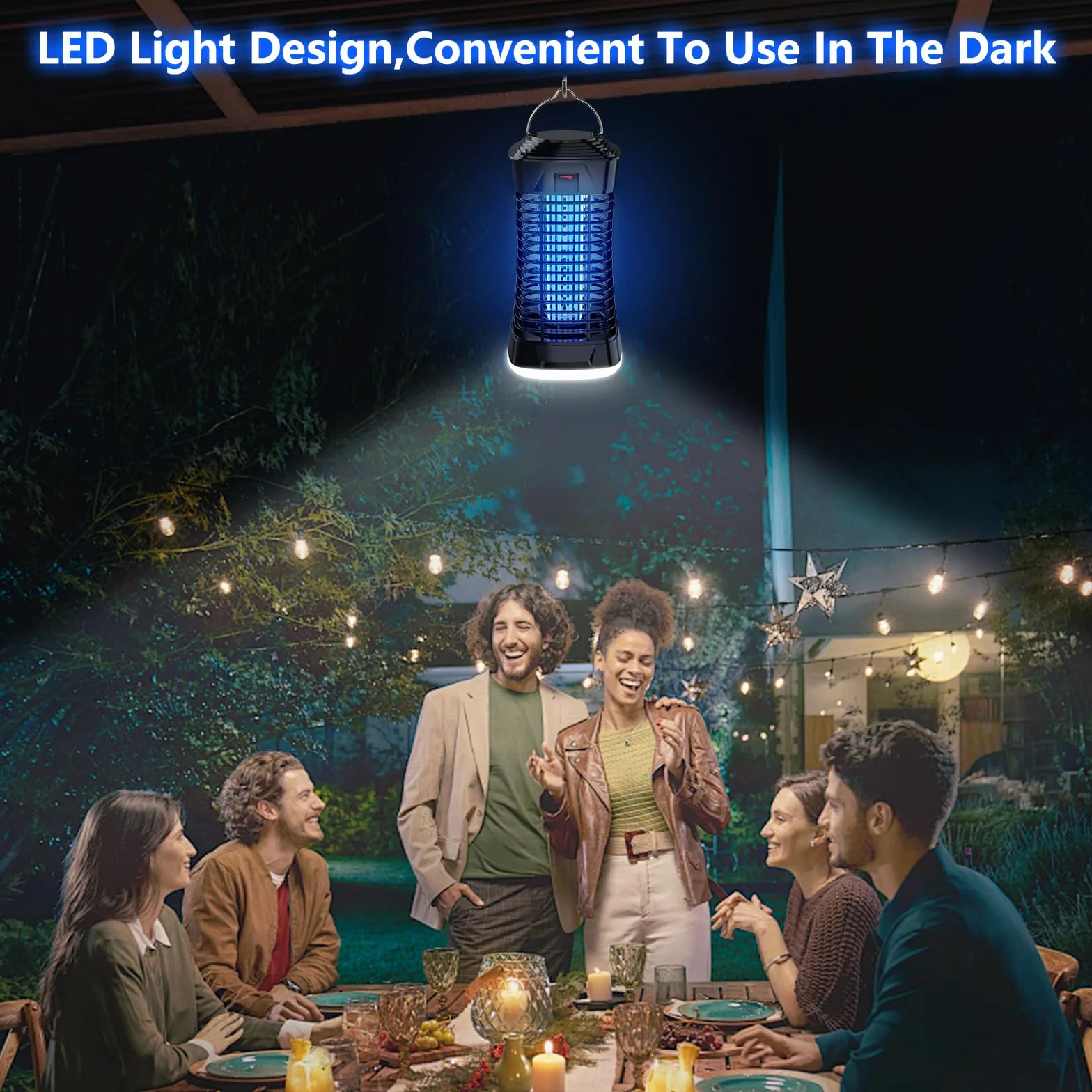 Loowoko Lampa przeciw komarom 4200 V, skuteczna ochrona przed komarami, elektryczna pułapka na komary z lampą, bez środków chemicznych, cicha, bezpieczna dla dzieci i zwierząt domowych, do użytku