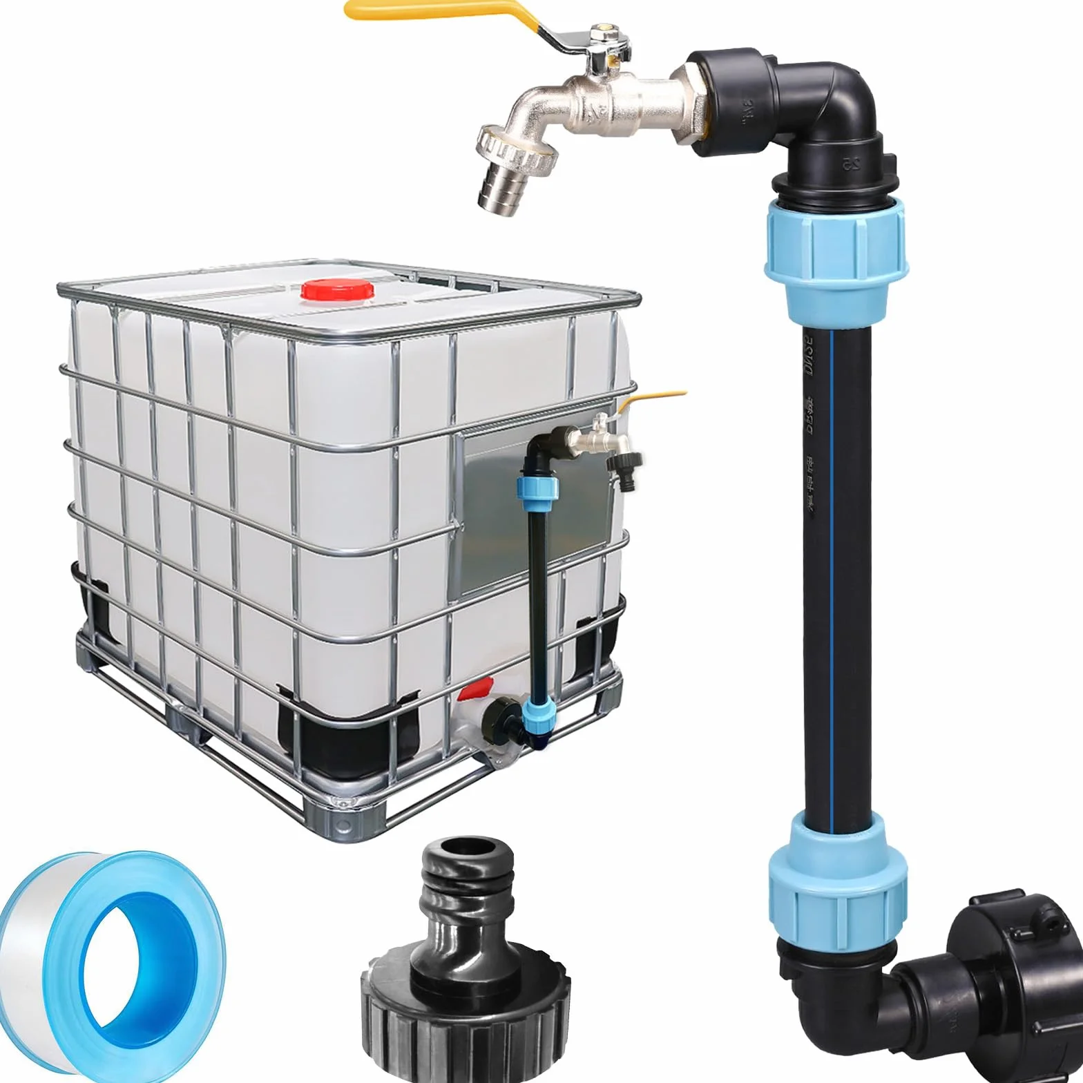 IBC kran spustowy łabędzia szyja 3/4", S60x6 zawór wodny zawór odcinający do wygodnego napełniania konewki, adapter IBC, akcesoria zbiornika IBC 3/4 cala do zbiornika na wodę deszczową, beczki na wodę