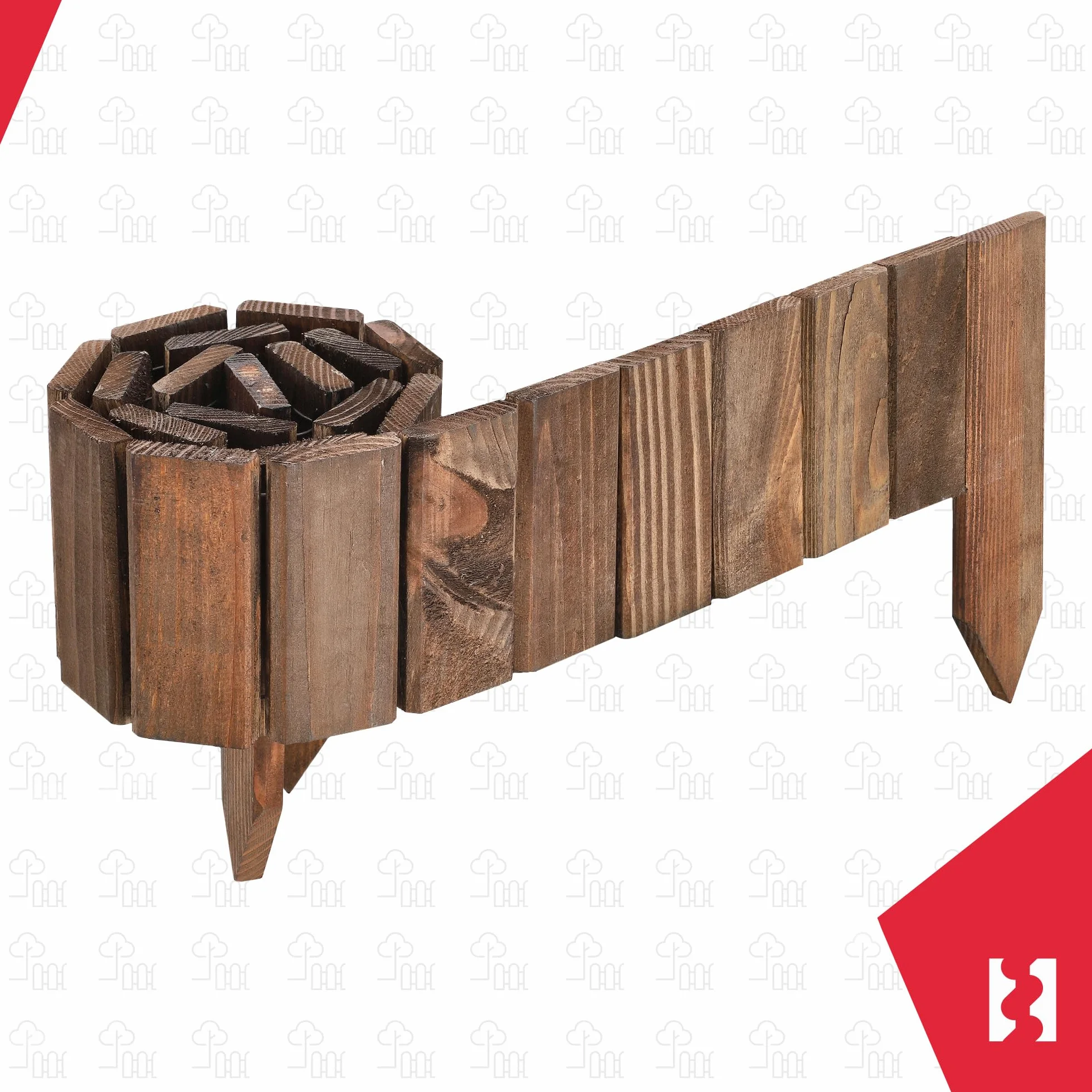 KOTARBAU® Płotek Ogrodowy Wbijany - 110 X 10 CM - Obrzeże Trawnika - Płot Drewniany - Palisada - Brązowy