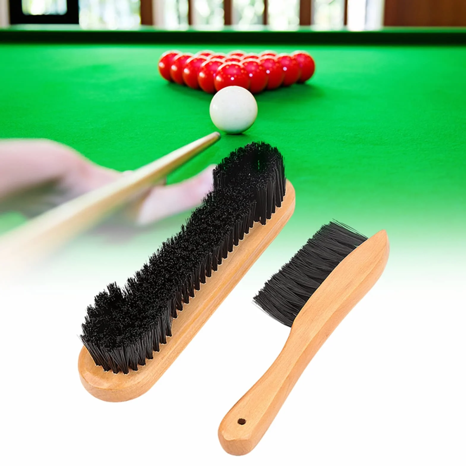 Demeras Zestaw do czyszczenia stołu basenowego szczotka do czyszczenia stołu bilardowego Snooker zestaw szczotek stołowych z tkaniną szczotka poręczy drewniany uchwyt