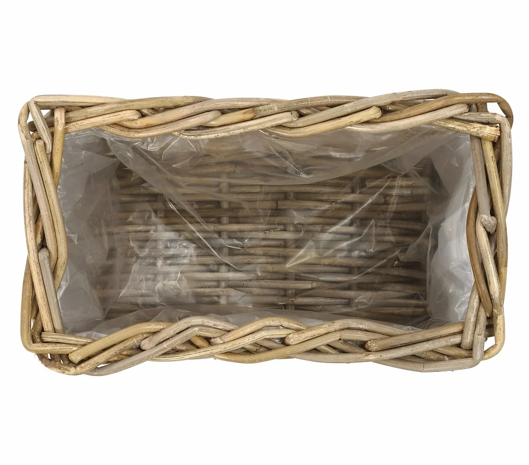 Dehner Skrzynka na rośliny rattanowe, ok. 60 x 23 x 20 cm, plecionka rattanowa, szaro-brązowa