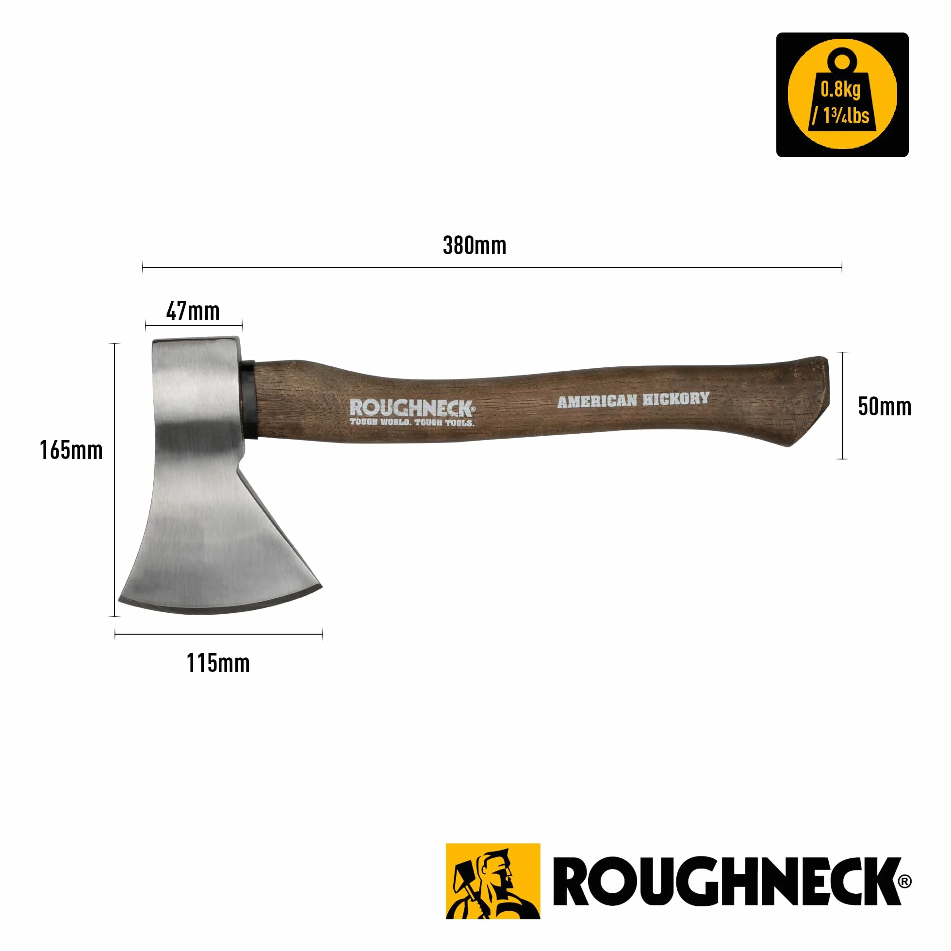 Roughneck ROU65671 Traditional Hickory Handle Axe 800g (1¾lbs)