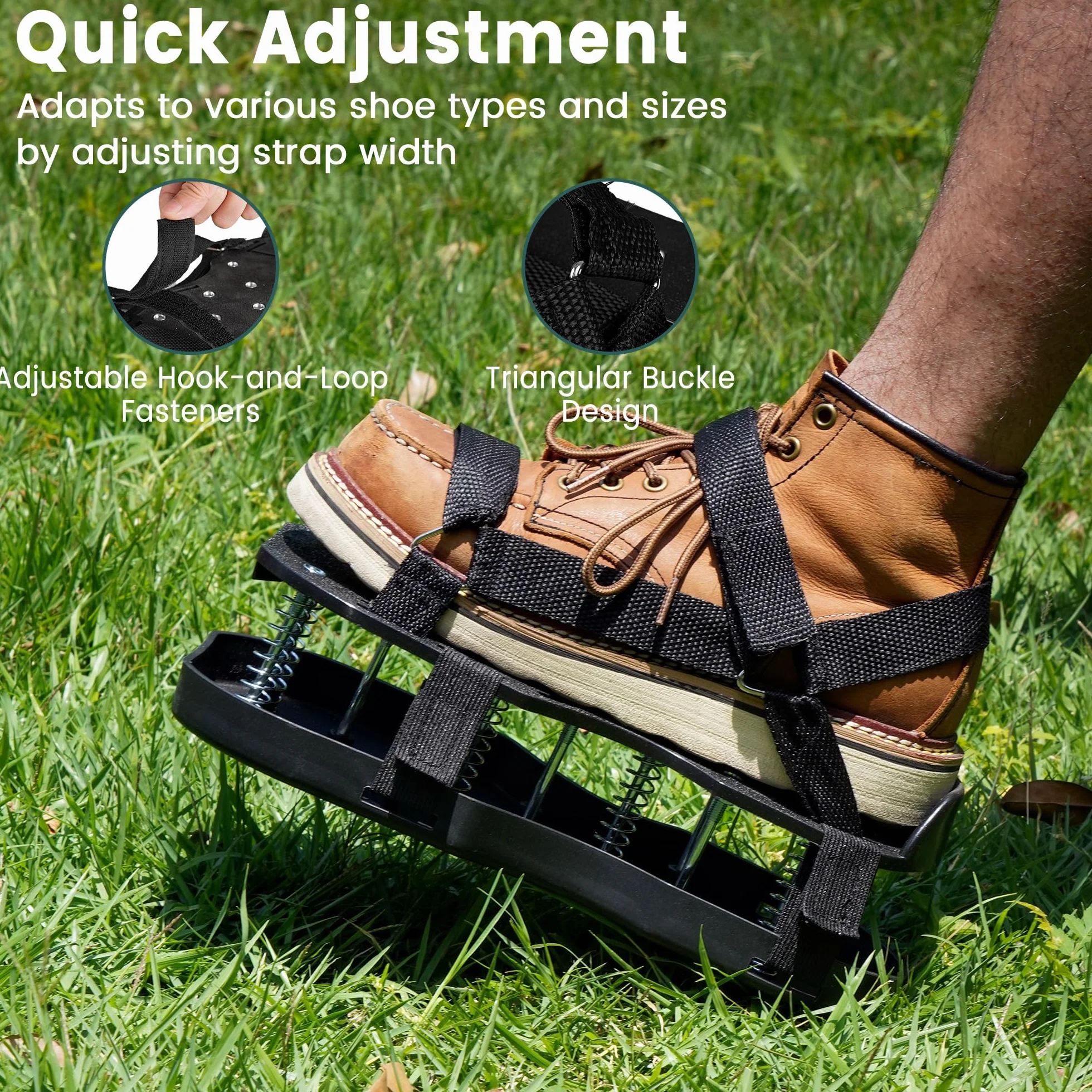 Vortix Nail Shoes Pro buty do paznokci, napowietrzacz trawnika ze stalowymi kolcami i sprężynami, buty do napowietrzania trawnika, idealne do wentylacji trawnika i spulchniania gleby