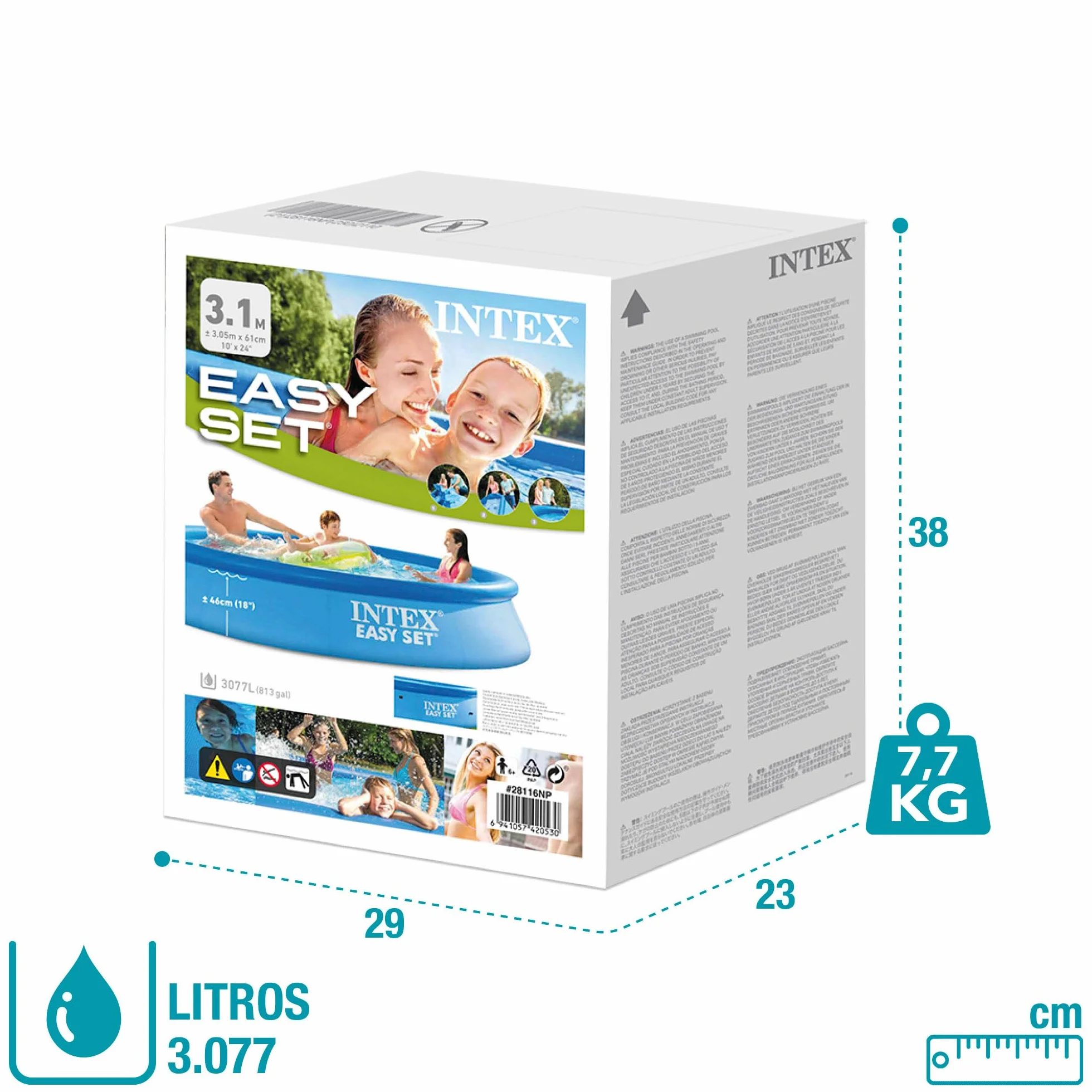 Intex Easy Set Basen Ogrodowy, Niebieski, 305 x 61 cm