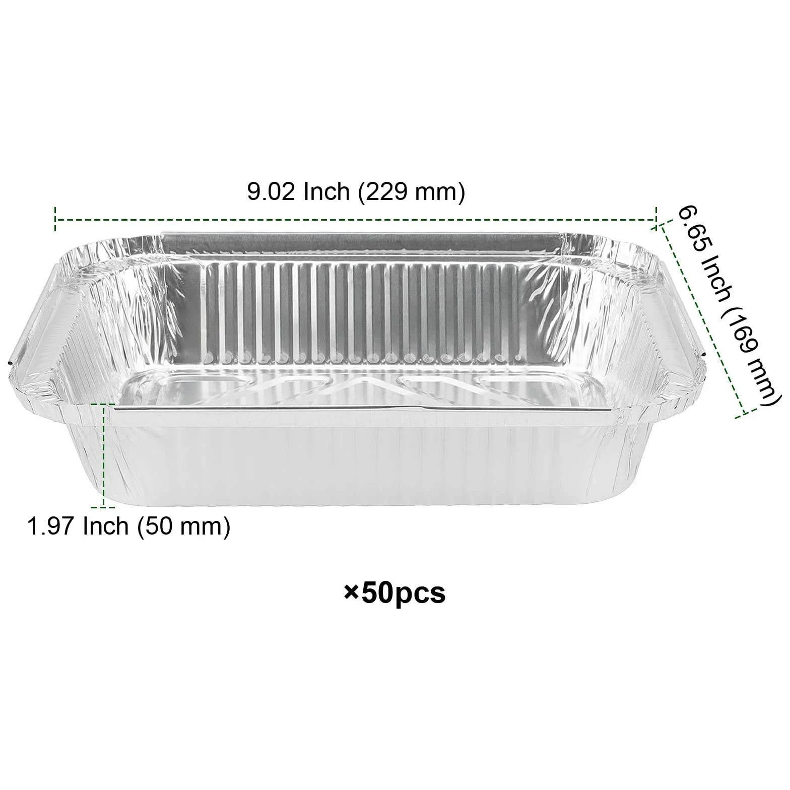 Aluminiowe tacki do grilla 50 sztuk 1000 ml 229 x 169 x 50 mm