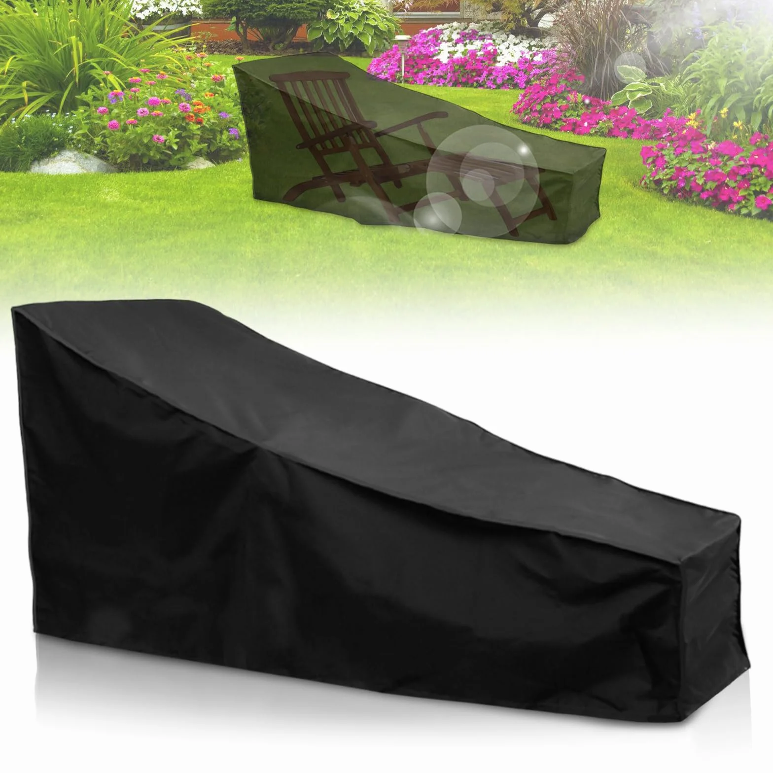 Pokrowiec na leżak ogrodowy, odporny na warunki atmosferyczne, pokrowiec ochronny na leżak 210 x 75 x 80/40 cm, tkanina Oxford 210D, wodoszczelna, wiatroszczelna, pyłoszczelna, odporna na działanie