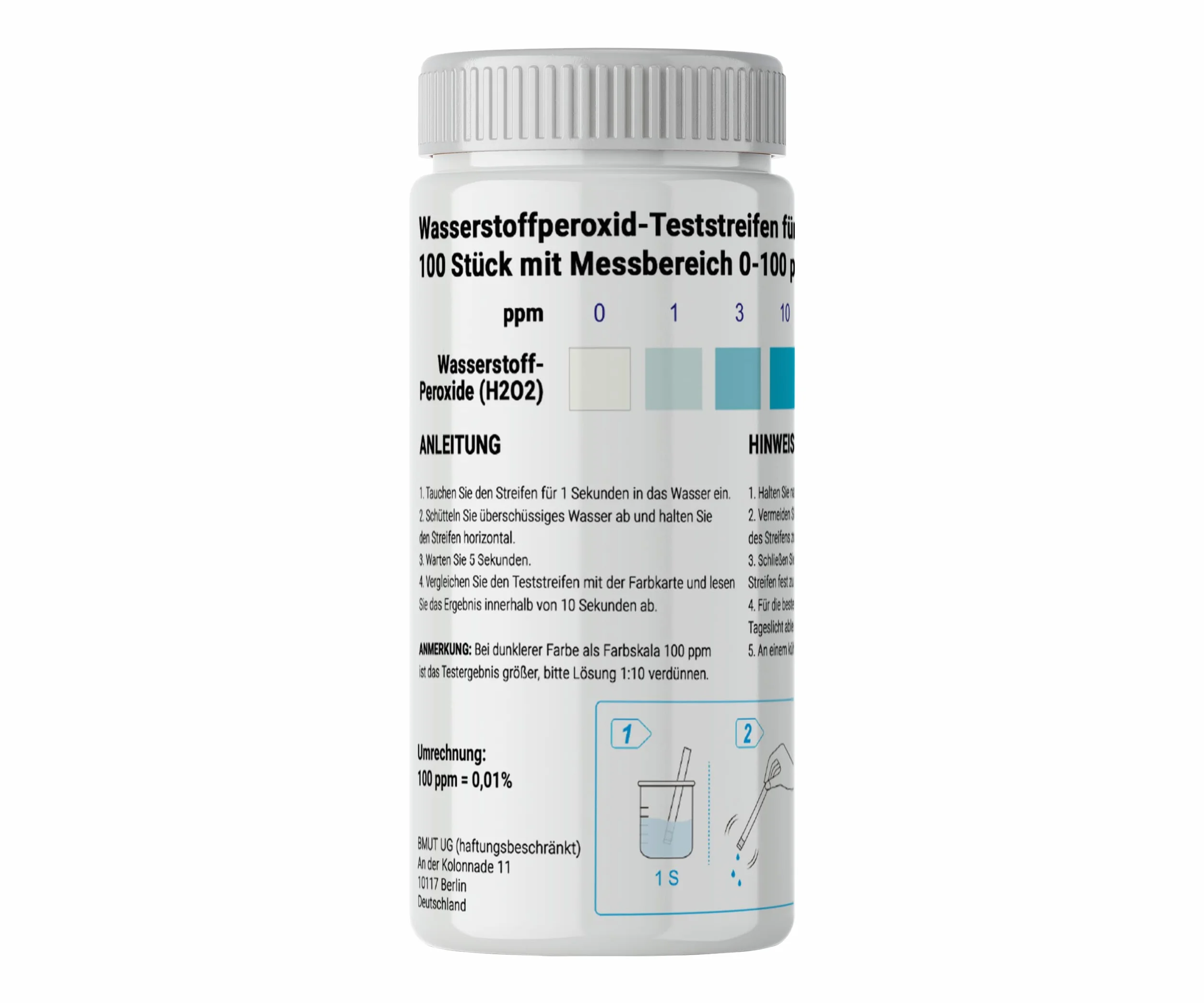 Nadtlenek wodoru paski testowe 0-100 ppm H2O2 do testowania wody