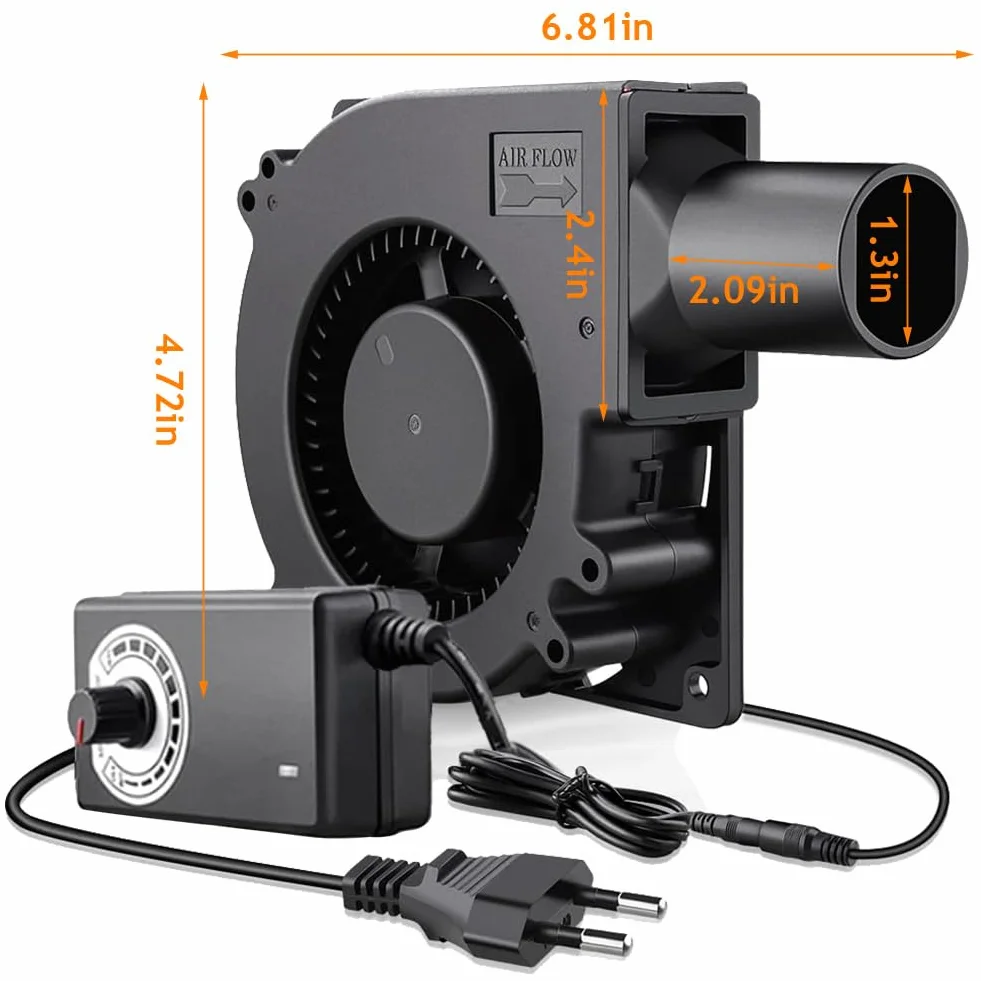 Wentylator promieniowy 12 V, AC 220 V, turbiny EC 240 V Turbo z kontrolerem do urządzeń gospodarstwa domowego, wentylator turbinowy (120 x 32 mm (z wężem)