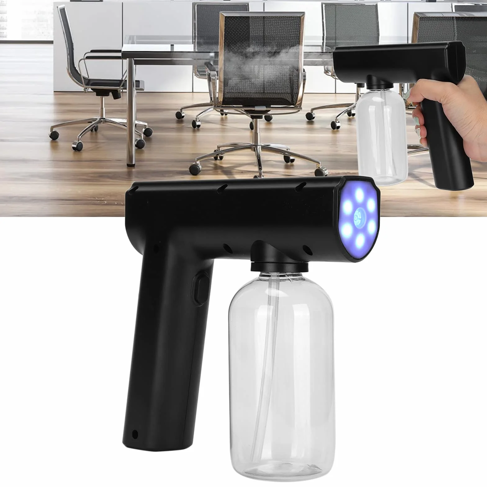 Elektryczny Pistolet Parowy z Mgłą 300ml Opryskiwacz Mgły Atomizer Sprayer Różowy