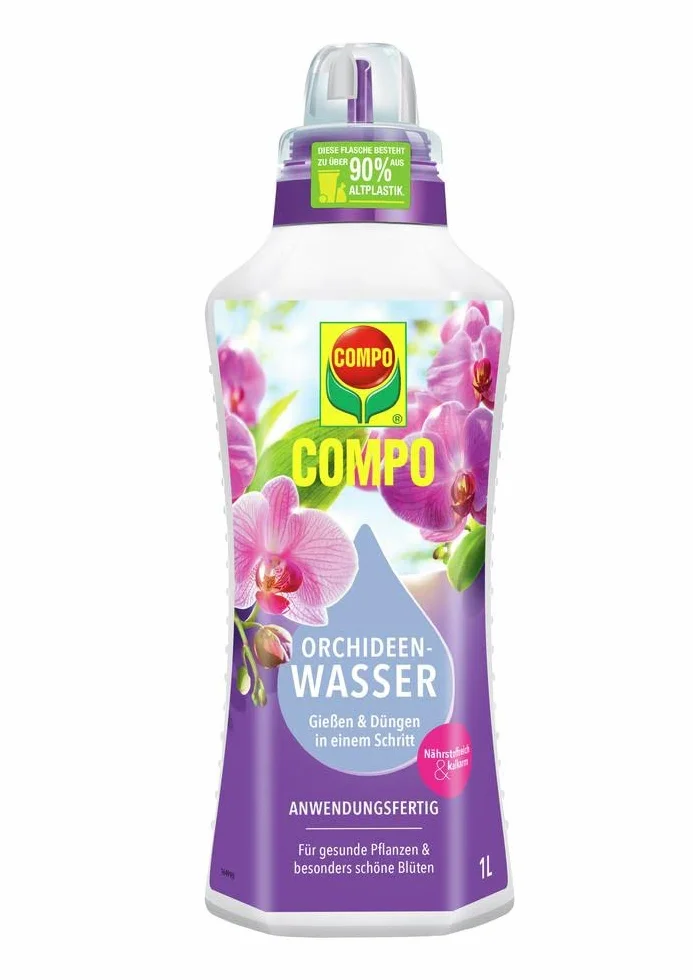 COMPO Woda do storczyków – nawóz do storczyków – bogaty w składniki odżywcze i niskopotasowy – 1 litr