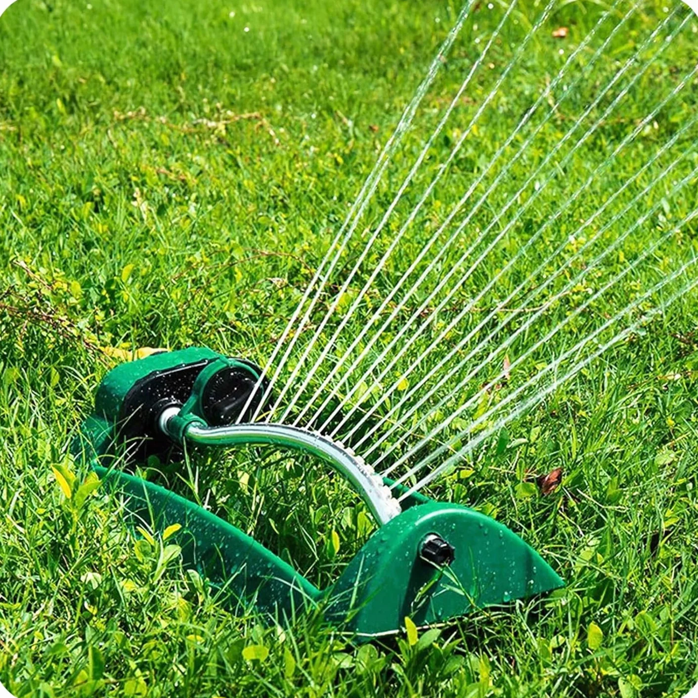 KRUMAD Zraszacz Oscylacyjny do Trawnika, 15 Dysz, System Nawadniania Ogrodu, Regulowany Sprinkler, Trwały i Wodoodporny, Idealny do Nawadniania Trawnika, Ogrodu i Warzywnika