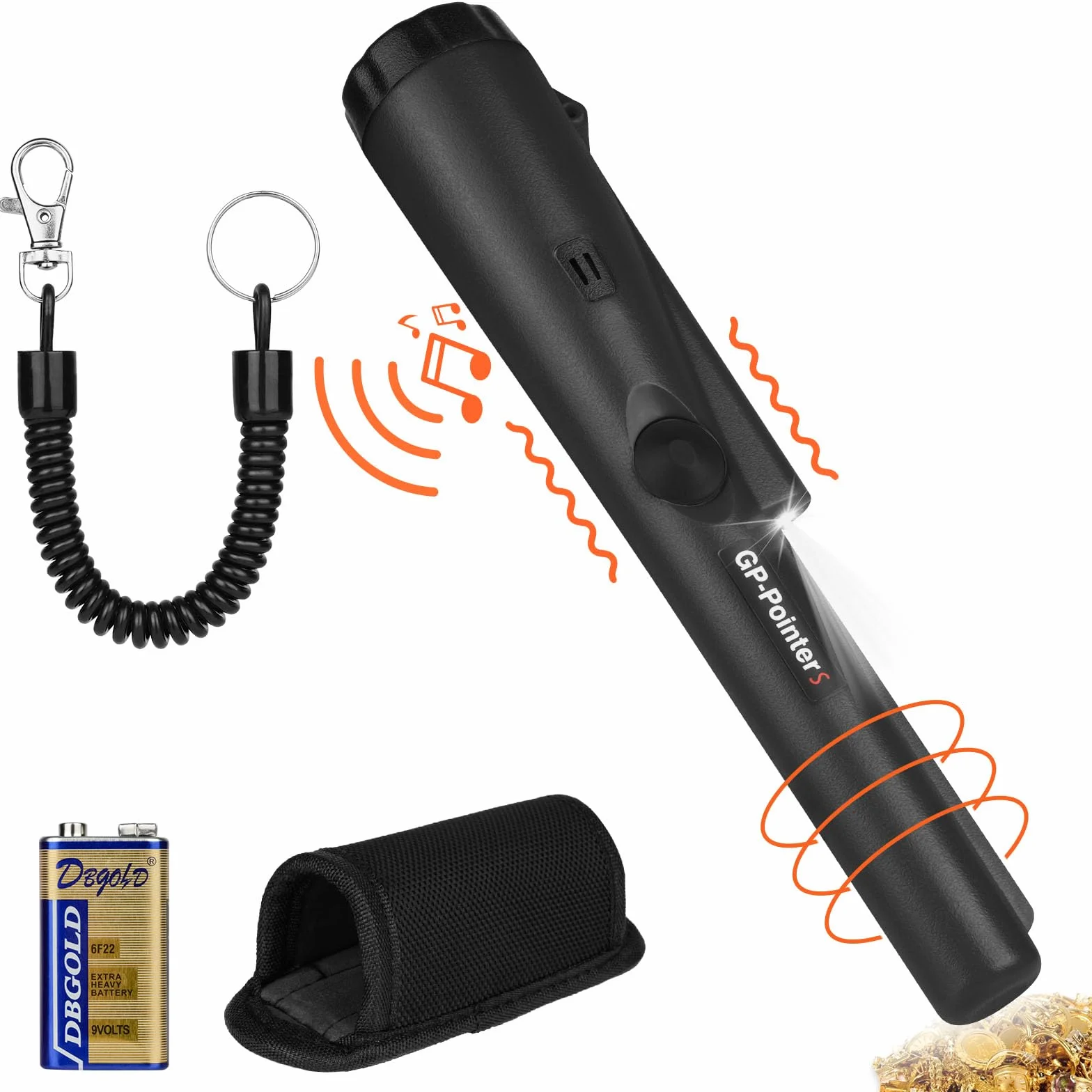 Flintronic Pinpointer, wykrywacz metalu, przenośny wykrywacz metali 360°, pinpointer, wodoodporny, ręczny wskaźnik pinpointer, z diodami LED i kaburą, narzędzie do wykrywania metali do lokalizowania