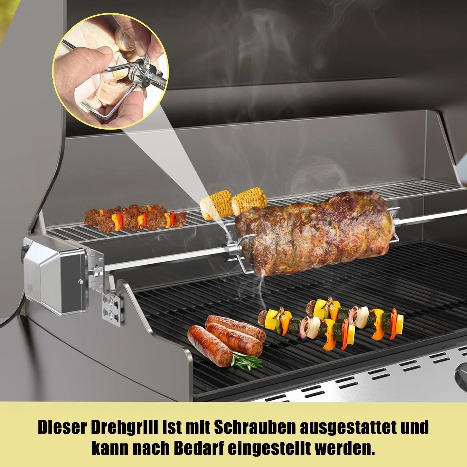 Klamra do mięsa ze stali nierdzewnej, 2 sztuki spinek, igła ze śrubą, widelec do grillowania kurczaka, srebrna