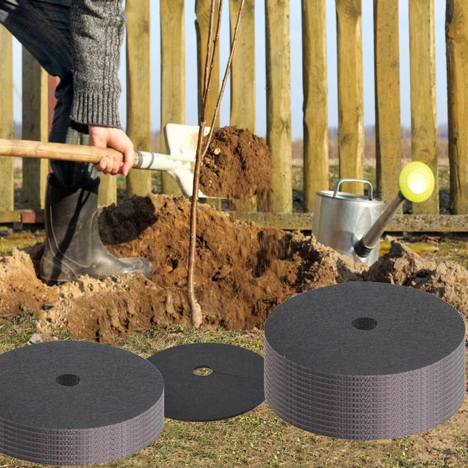 Maty mulczowe w kształcie pierścieni, Pierścień do ściółki z włókniny, wielokolorowy, wiele rozmiarów, opakowanie 10 sztuk o grubości 2 mm(Deep Green X1pcs,42CMX42CMX5CM)