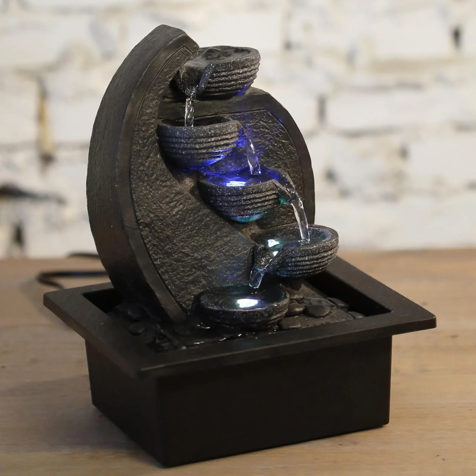Zen Light Cascade V.2 Fontanna Wodospadowa Żywica Czarny 17x21x26 cm