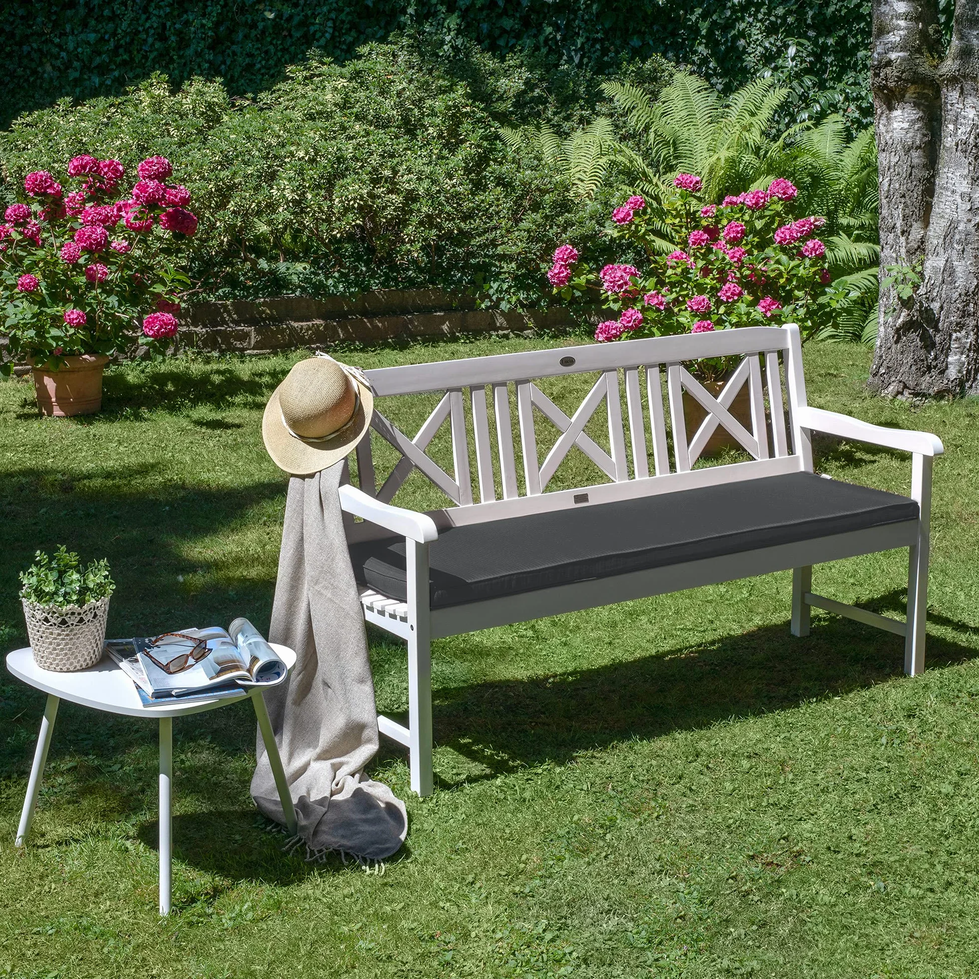 Beautissu poduszka na ławkę ogrodową Base BK 120x48x5 cm szara ciemnoszara