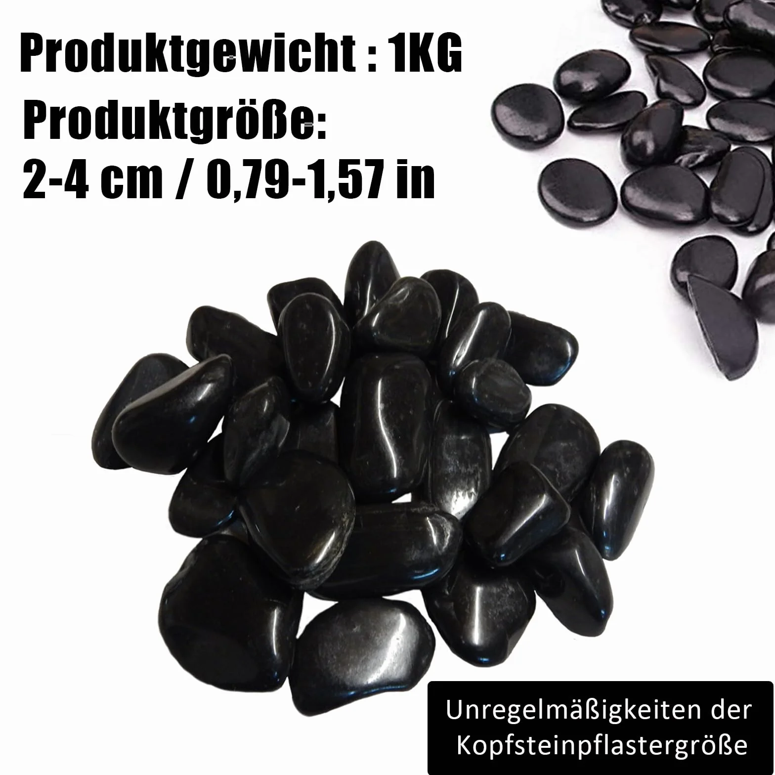Kamyczki ogrodowe polerowane czarne 2-4 cm 1 kg kamienie ozdobne