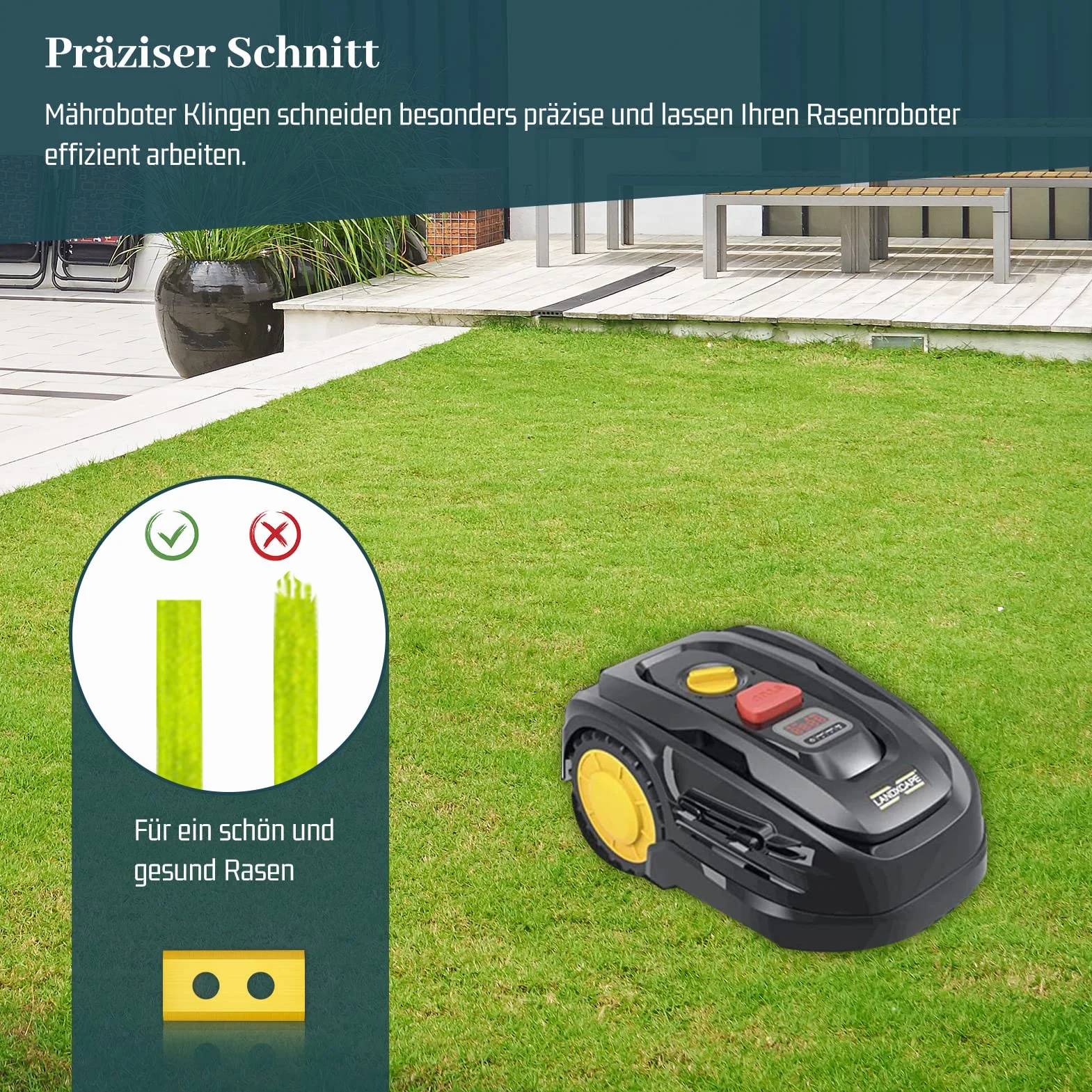 HAUSPROFI 30 tytanowe ostrza zamienne do robotów koszących Worx LandXcape Einhell Kress