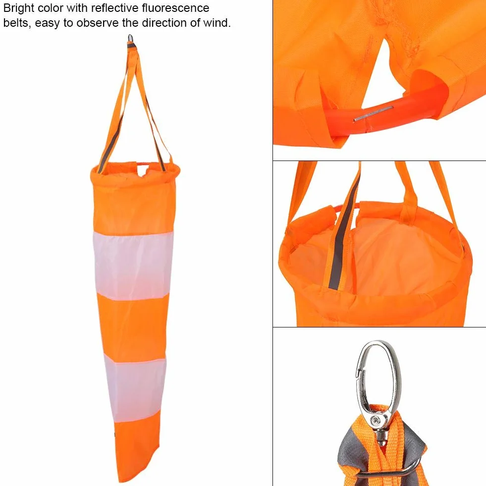 Windsock Rip-stop Czerwone Białe Fluorescencyjne Wodoodporne Nylon Kierunek Wiatru Pomiar 0,8 m