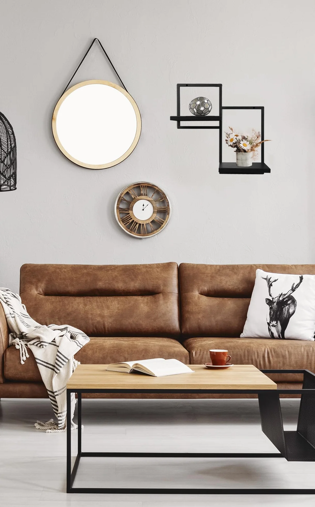 Ścienna półka na rośliny Duo Ripiani - Stojak na rośliny 2 poziomy - 39x21x40cm - kolor Czarny - Kwietnik Metalowa półka ścienna - Półka dekoracyjna - Akcesoria domowe
