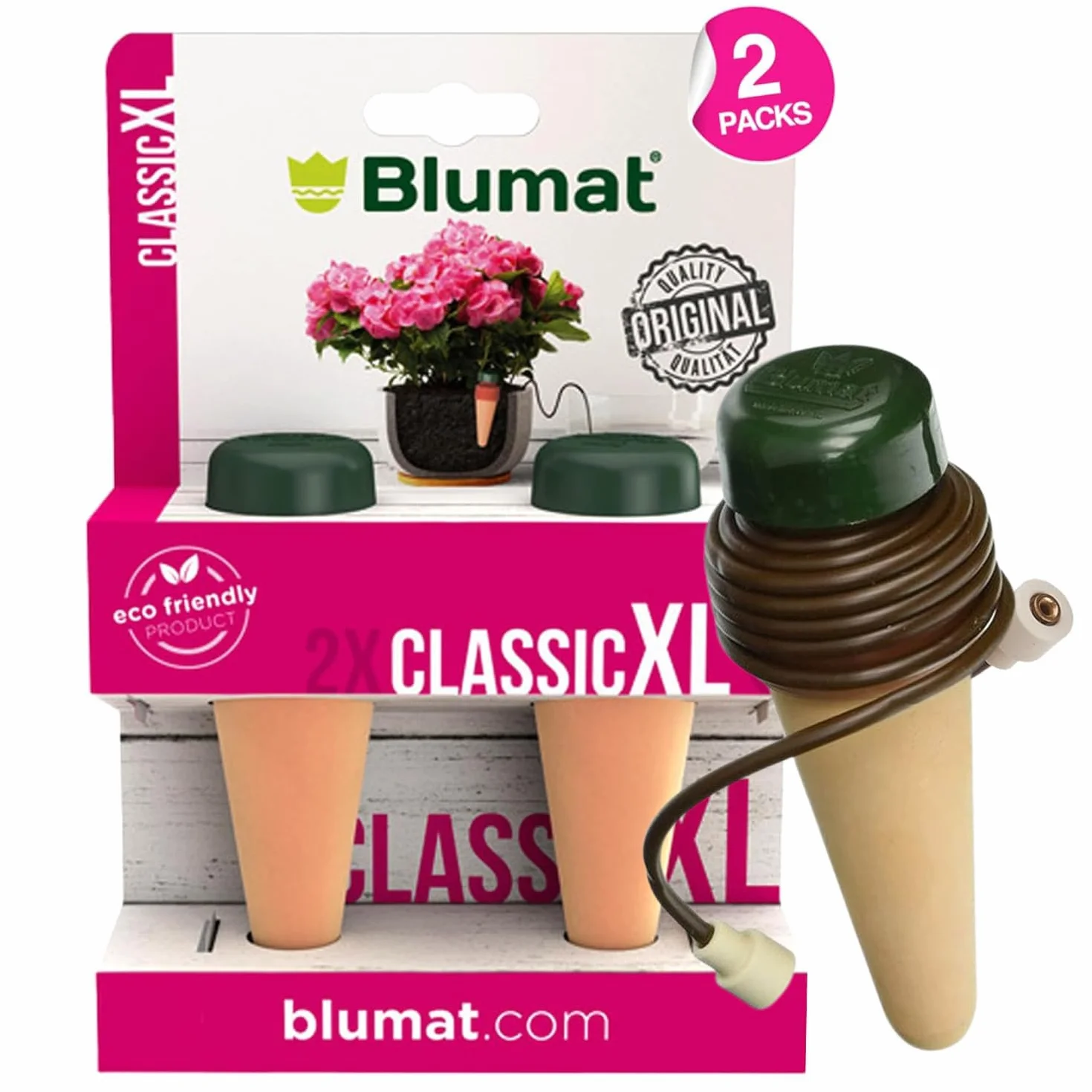 Blumat XL Classic paliki do nawadniania roślin, do codziennego użytku w domu lub na wakacjach, kolce wodne do użytku wewnątrz lub na zewnątrz, automatyczne nawadnianie kroplowe (2 opakowania XL)