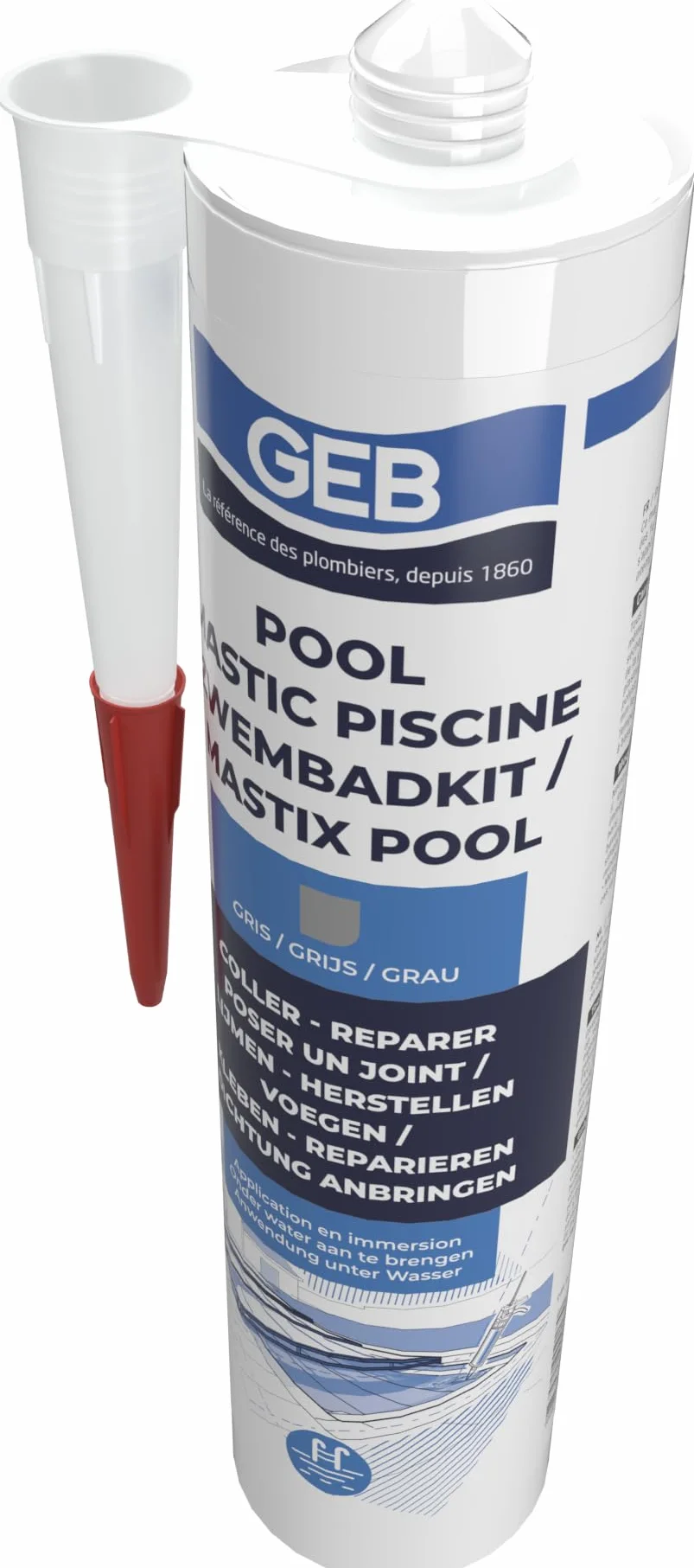 GEB wodoodporny środek uszczelniający do basenu 290 ml szary