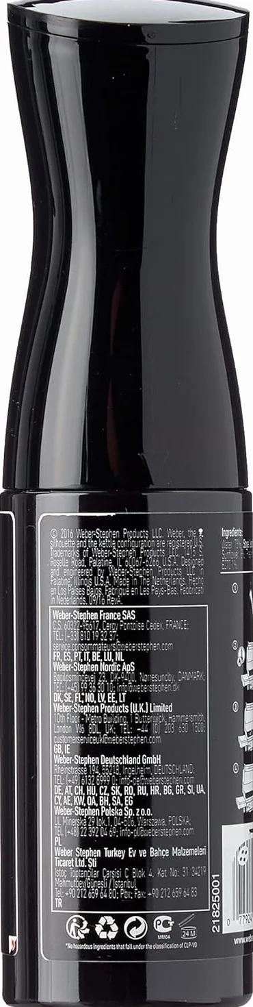 Weber Spray zapobiegający przywieraniu 200ml, Spray Nieprzywierający do Rusztu Grillowego, 100% Naturalne Składniki, do Natłuszczania Rusztu Grillowego (17685)
