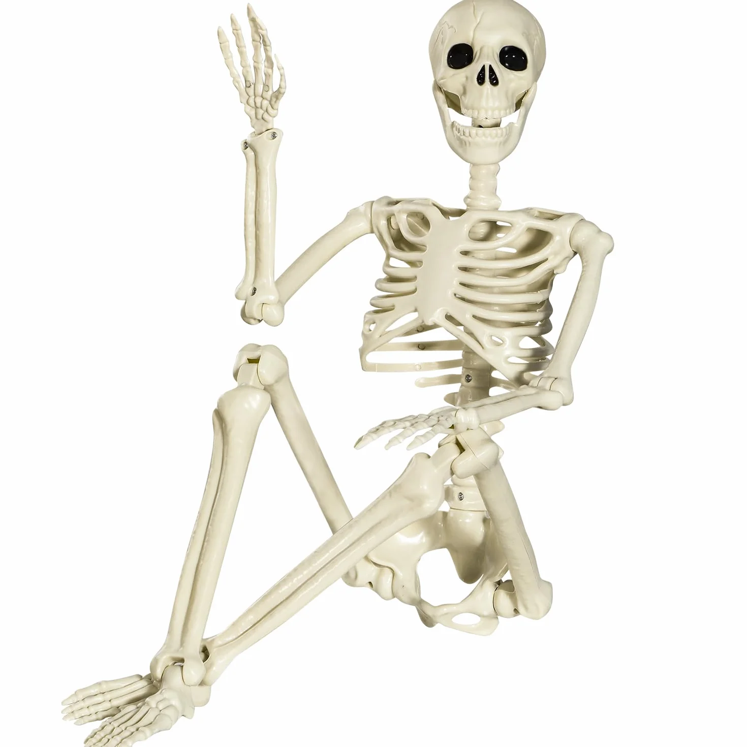 Możliwy szkielet na Halloween, 90 cm, szkielet na Halloween z ruchomymi przegubami, na Halloween, do wewnątrz, do ogrodu, domu, na patio, dekoracje (90 cm)