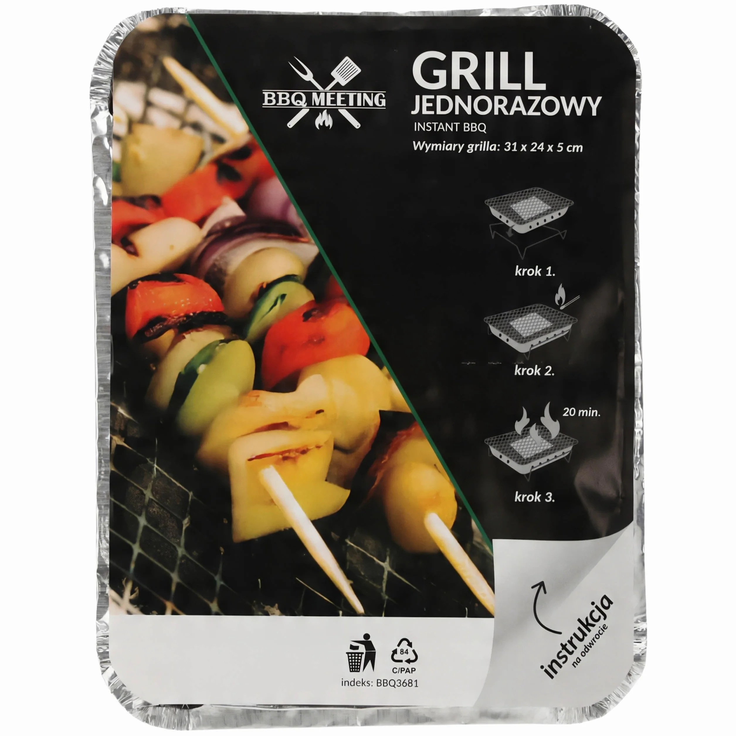 Grill Jednorazowy BBQ Turystyczny 31x24x5 cm
