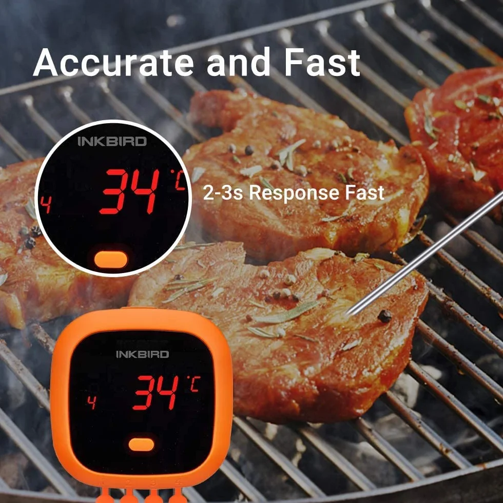 Inkbird IBT-4XC wodoodporny termometr kuchenny, Bluetooth, termometr do grillowania z czujnikiem temperatury, magnetyczny termometr do gotowania mięsa do grilla elektrycznego, mini piekarnik,
