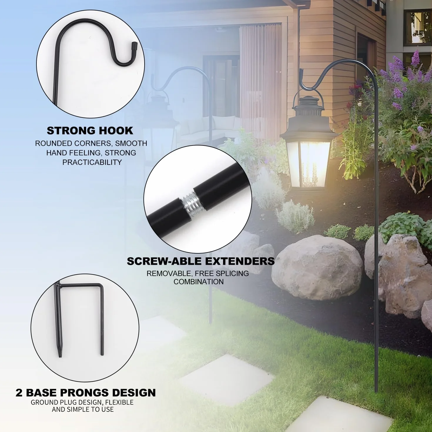 Haki pasterskie ogrodowe 90CM metalowe do lamp solarnych latarni