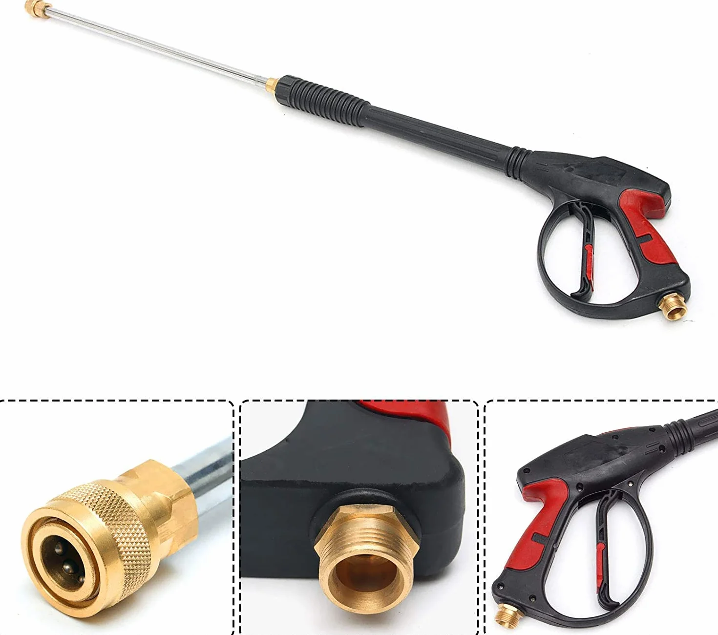 Pistolet do myjki wysokociśnieniowej z przedłużką różdżki, pistolet do mycia ciśnieniowego z lancą, 5 dysz szybkiego łączenia do okien, samochodu, domu, czyszczenia zwierząt domowych