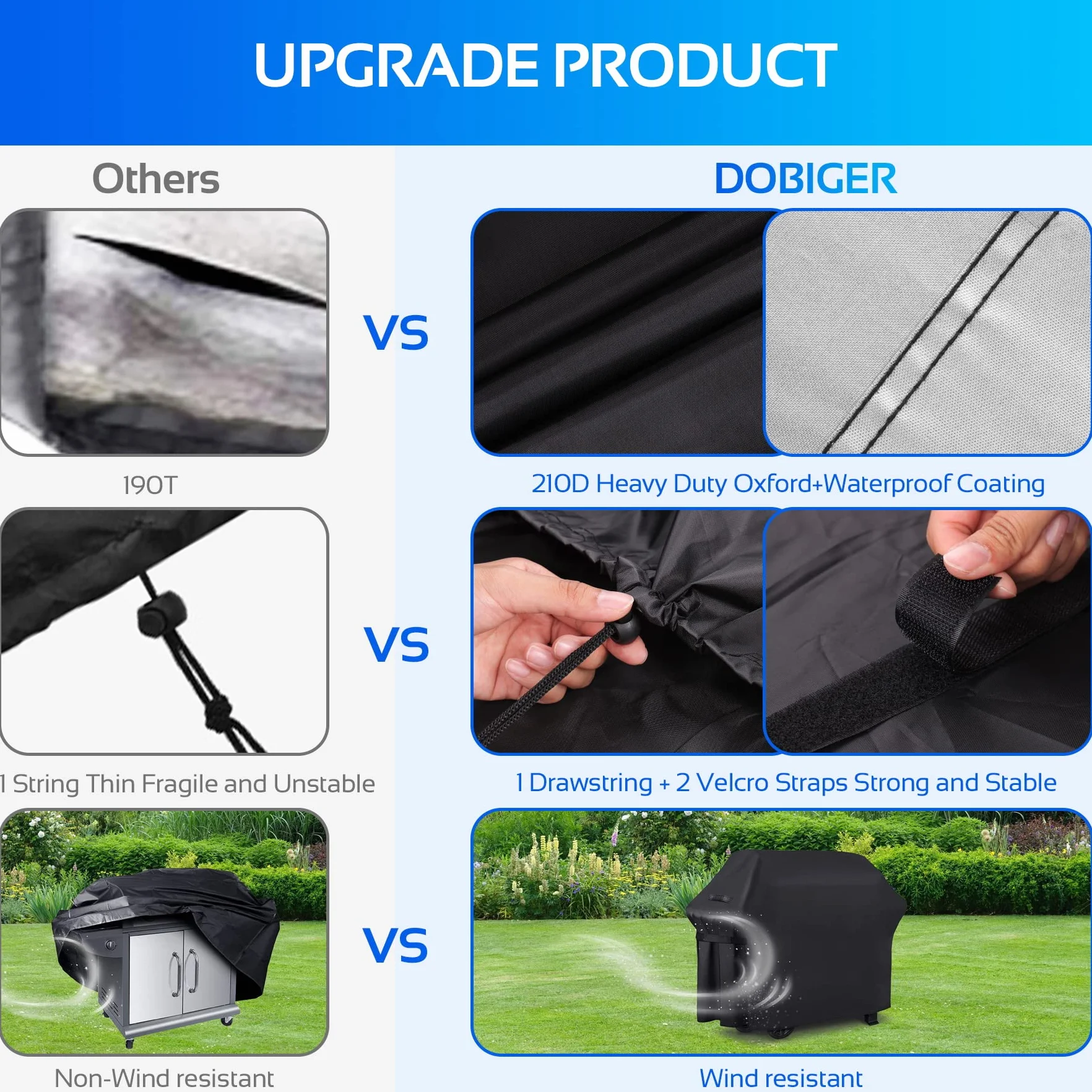 DOBIGER Pokrowiec na Grilla Oxford 210D Nieprzemakalny 147x61x117 cm