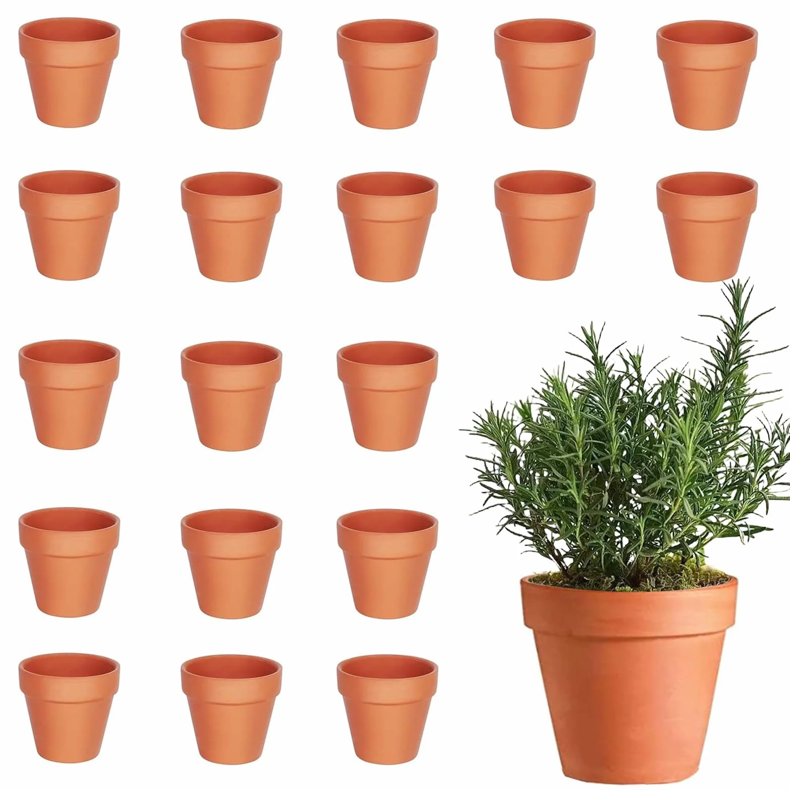 20 sztuk glinianych doniczek mini 4,5 x 4 cm, gliniane doniczki małe z otworami drenażowymi, małe doniczki z terakoty DIY, do uprawy sukulentów, uprawy sadzonek i ogrodu domowego