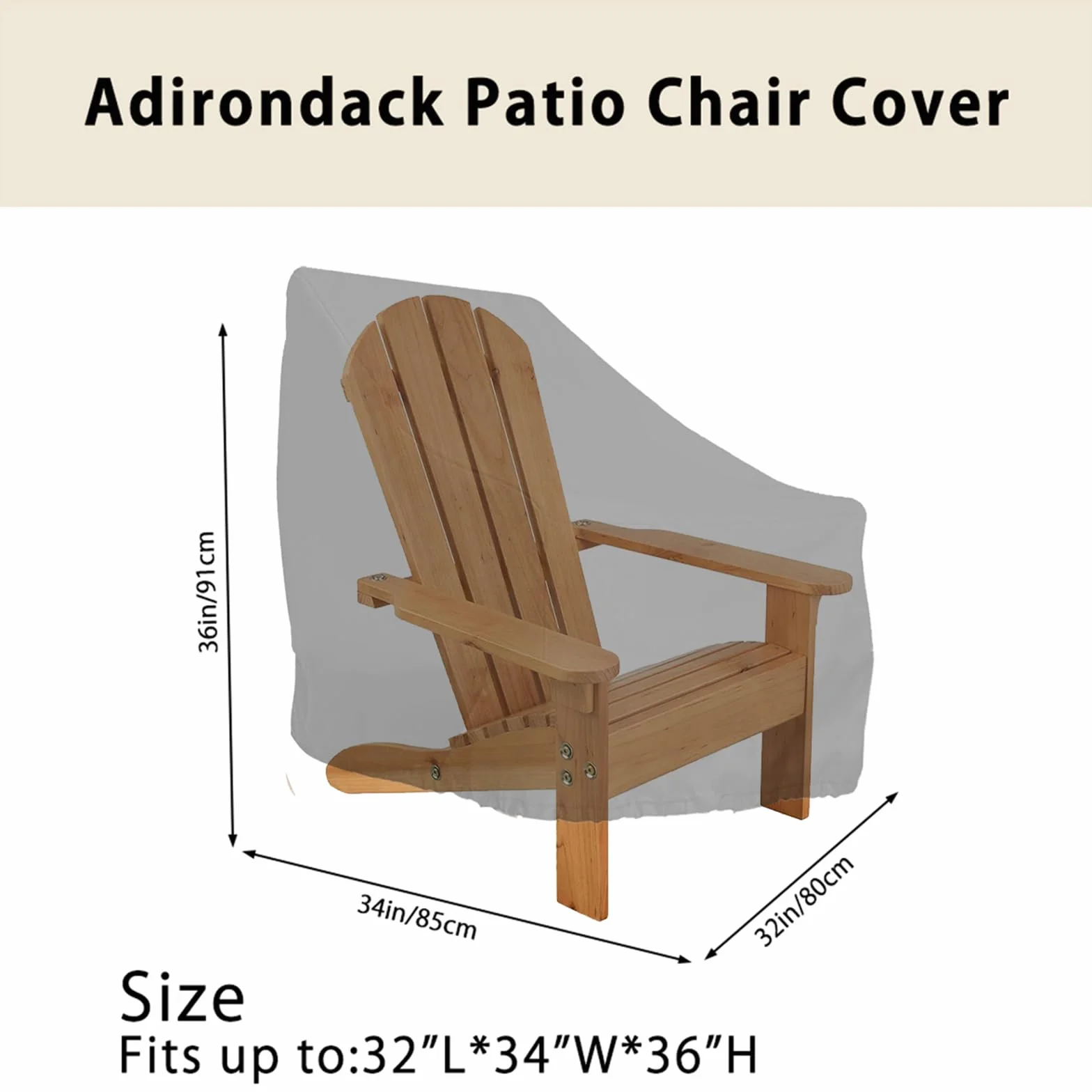 Adirondack pokrowiec na krzesło 80 x 85 x 91 cm, pokrowiec ochronny na krzesła ogrodowe 210D, wodoszczelny, odporny na promieniowanie UV, na krzesła balkonowe, krzesła ogrodowe
